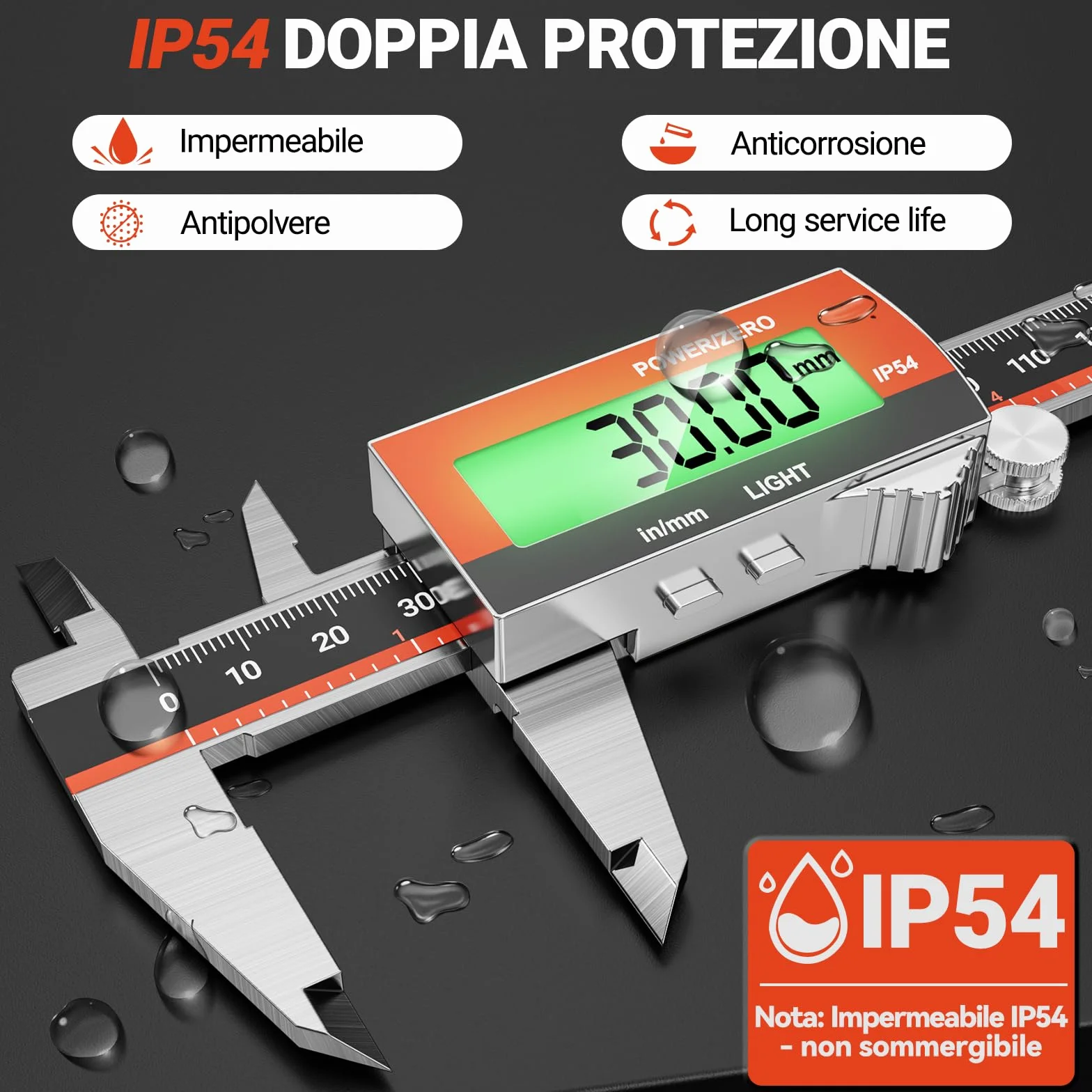 Preciva Calibro Digitale, Precisione Micrometro in Acciaio Inox con LCD Schermo Grande, Calibro Analogico Ricaricabile per Misurzione Esterna, Interna, Profondità e di Passo