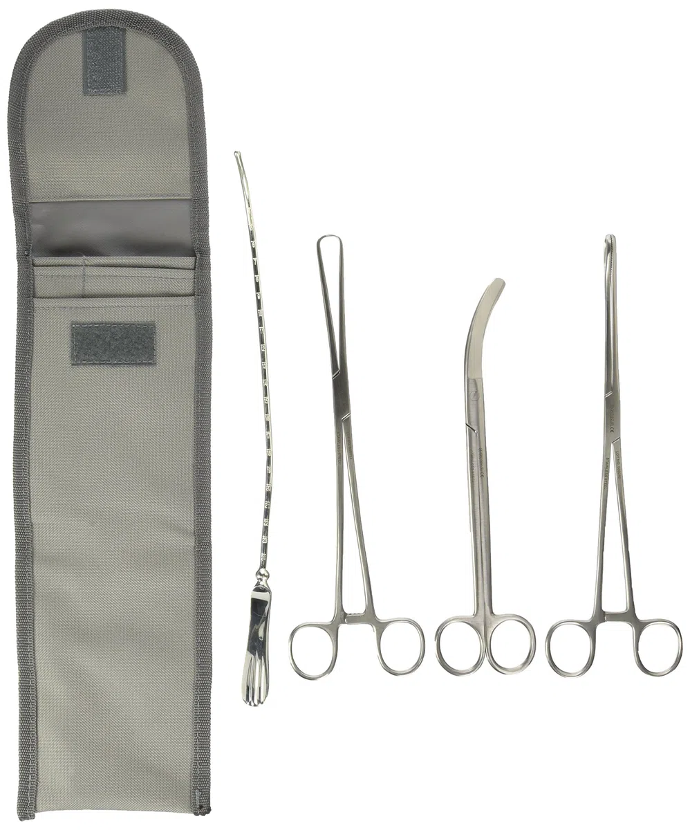 GIMA Trousse Ginecologia, Kit Include 4 Strumenti in Acciaio Inox in un Astuccio in Nylon, Kit di Prodotti Medicali