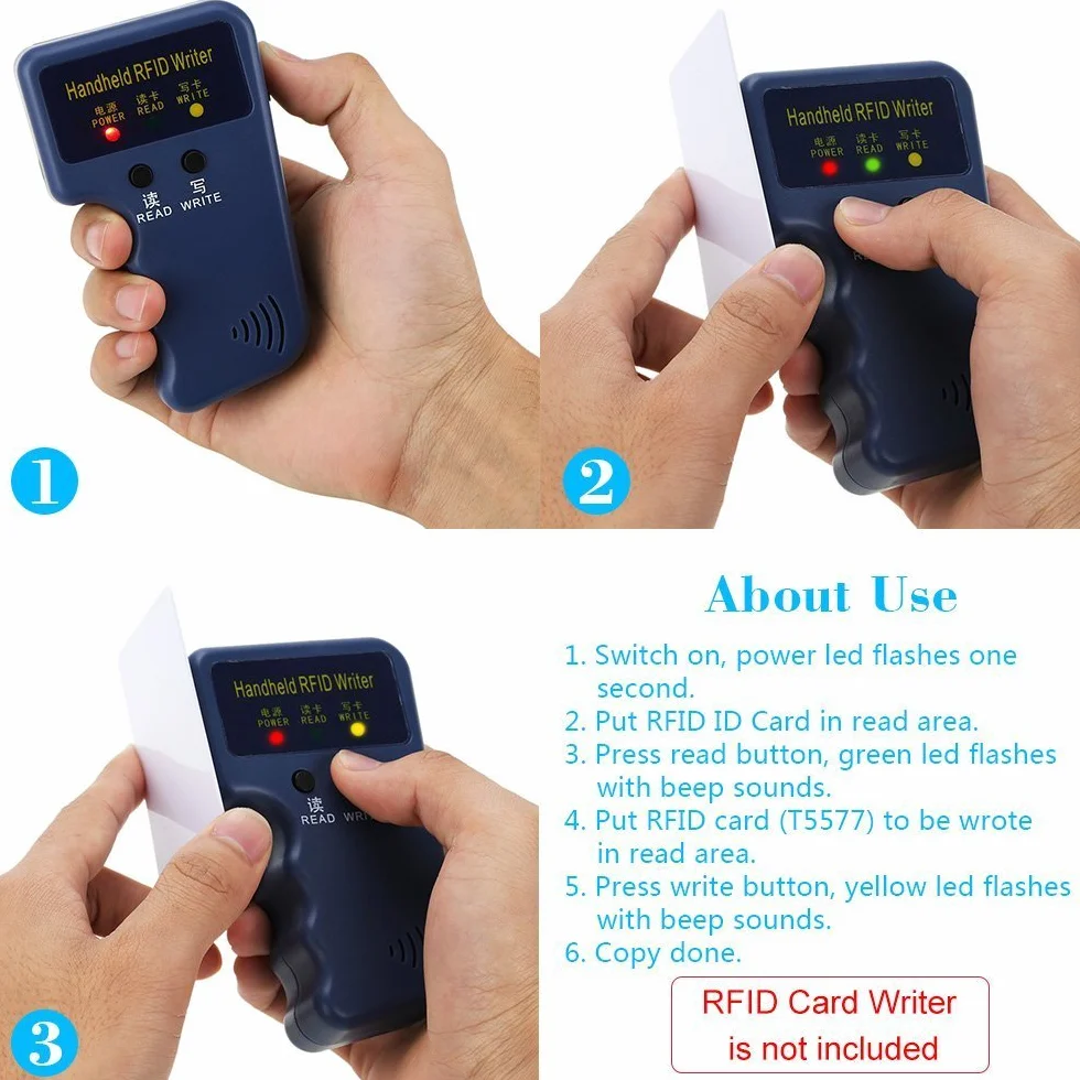 125khz Scrivibile in Plastica Bianca Riscrivibile T5577 RFID Card Accesso porta di Accesso per Controllo di Prossimità (50)