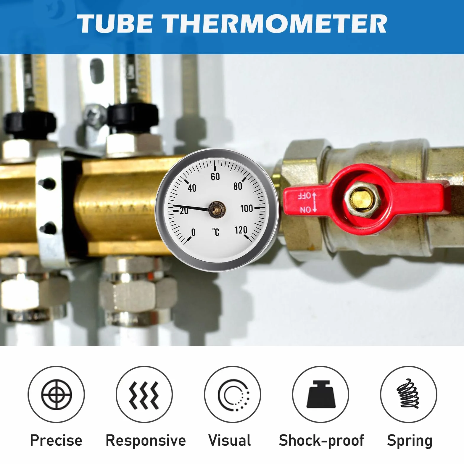 Termometri bimetallici 63 mm 0-120 °C Clip-On per caminetti riscaldamento