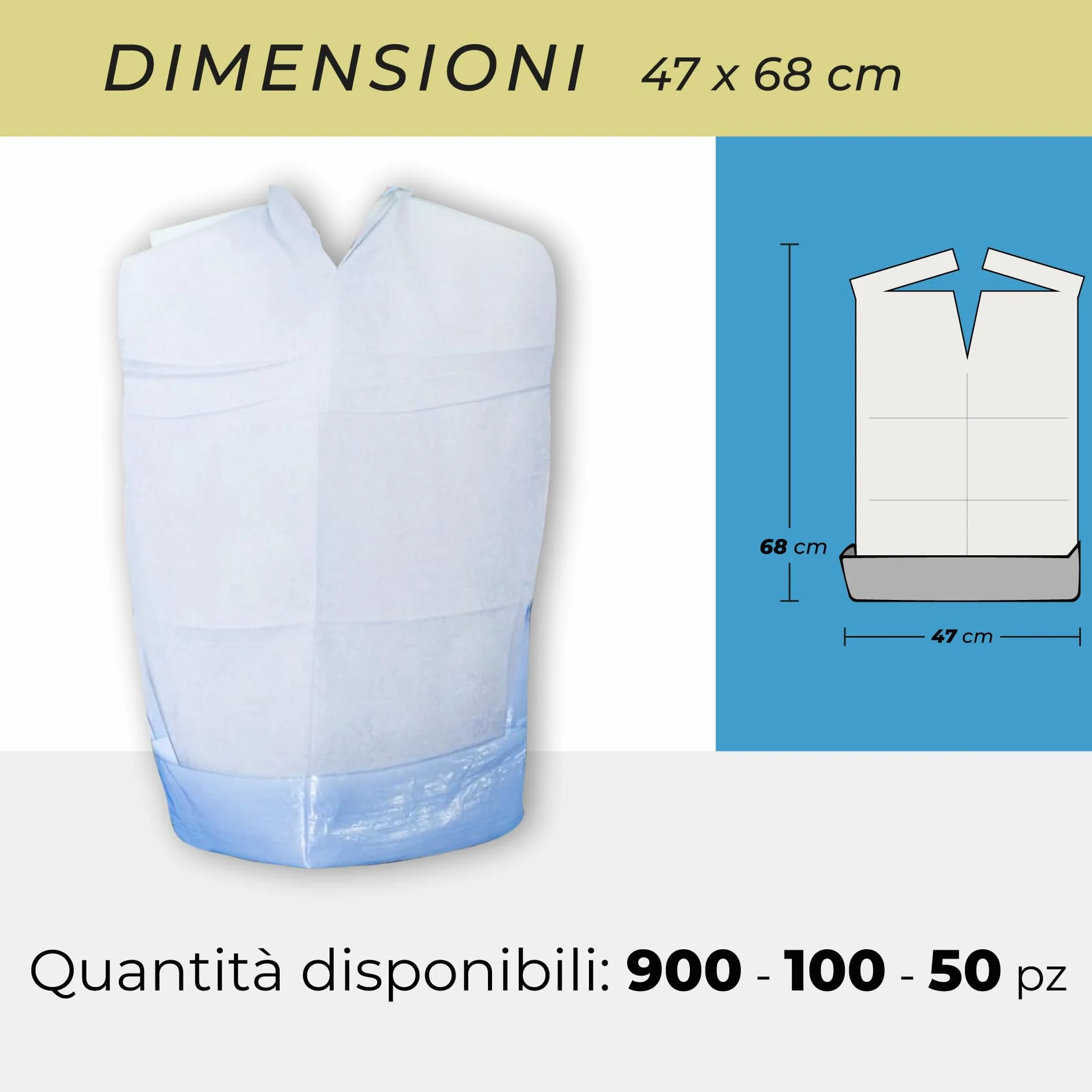 MEDICAL SUD PROFESSIONAL Bavagli Monouso Per Adulti In Cellulosa E Polietilene Con Tasca Di Raccolta Assorbenti e Impermeabili Made In Italy