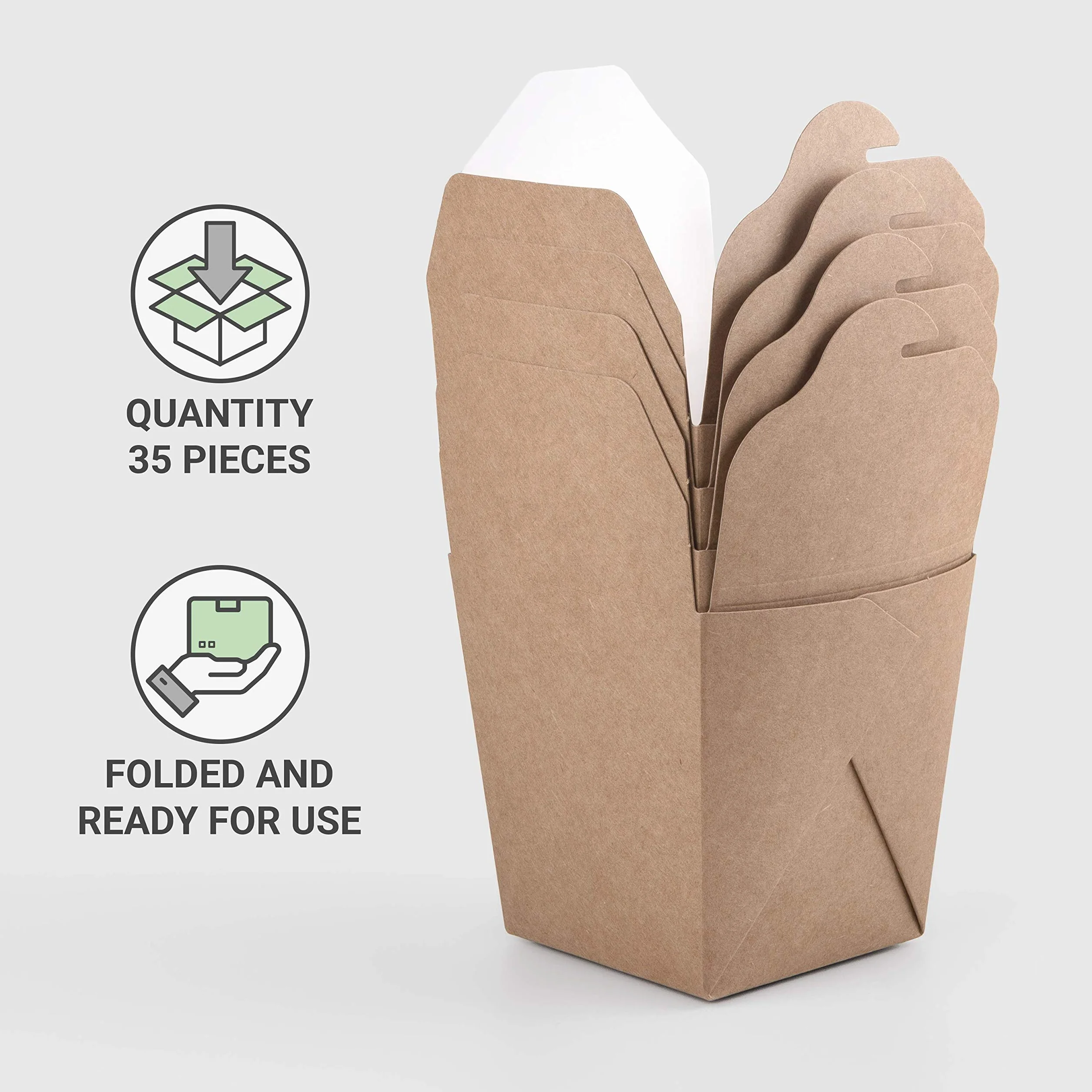 Confezione 35 scatole cartone kraft 560 ml contenitori alimenti asporto usa e getta biodegradabili