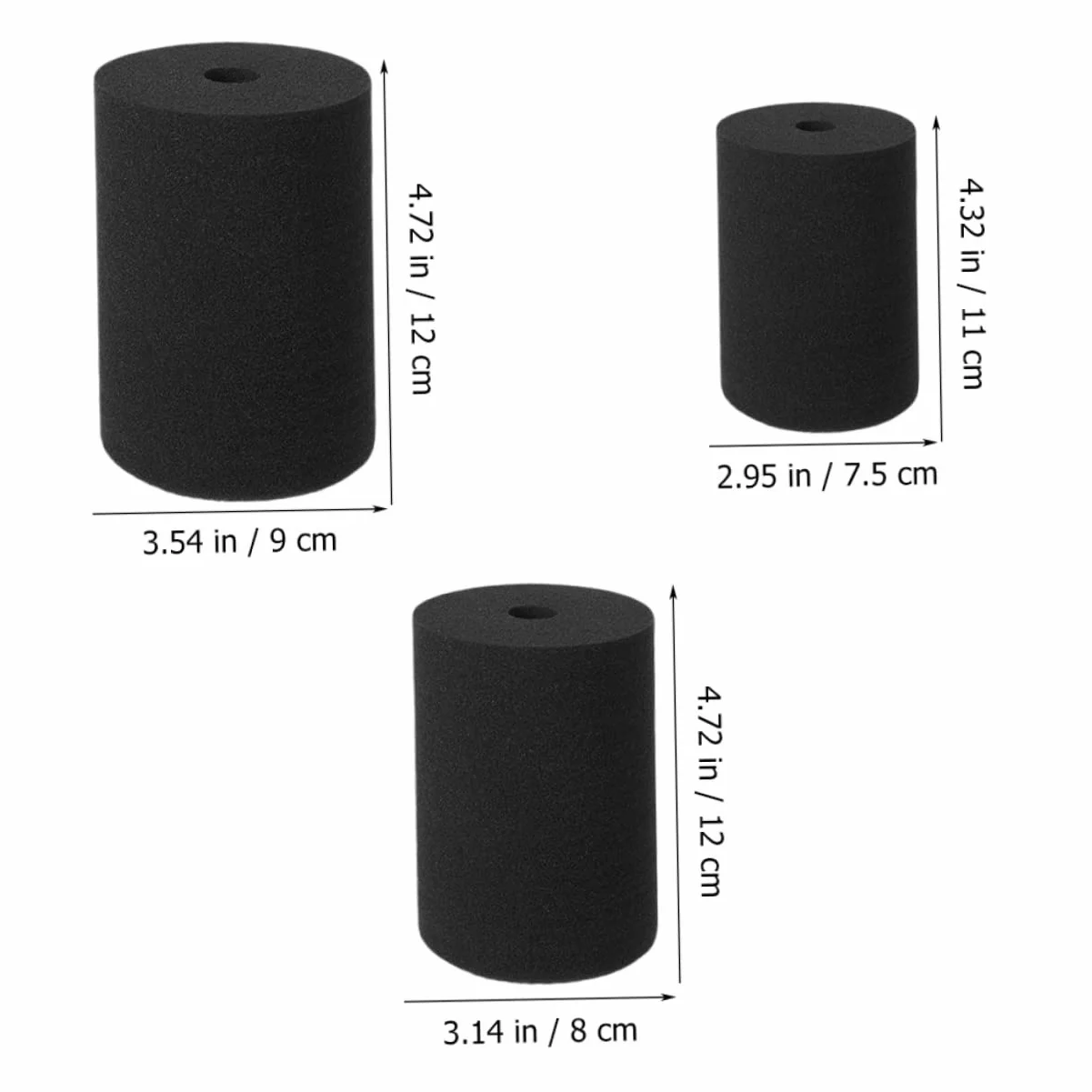 Set 6 Spugne Cilindriche Nere per Girabicchieri, Accessori per Tornio a Tazza