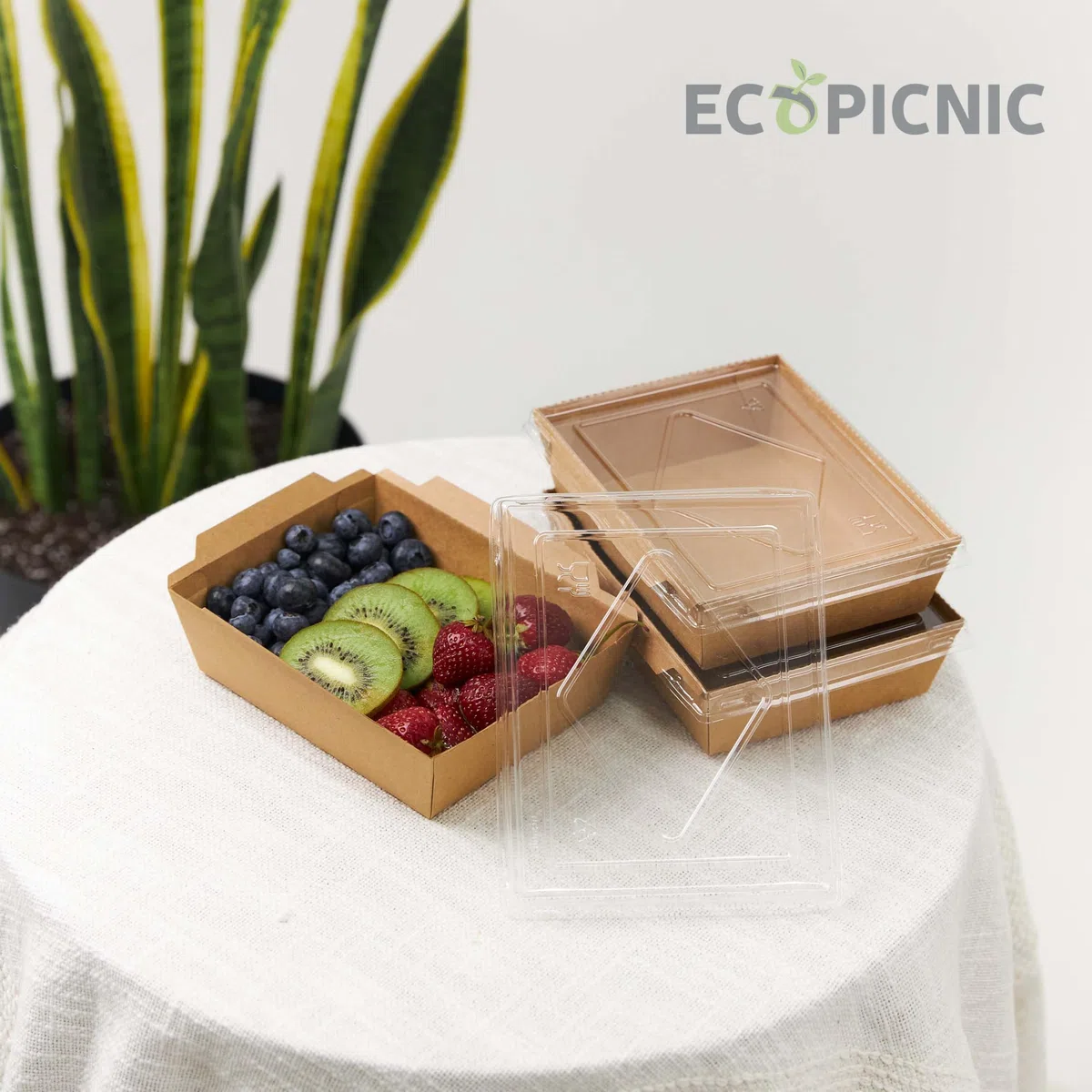 Lanchbox in Carta Kraft con Coperchio Trasparente 1200 ml - Confezione da 200 Pezzi | Scatole per Alimenti da Asporto, Contenitori Monouso per Cibo, Scatole Ecologiche