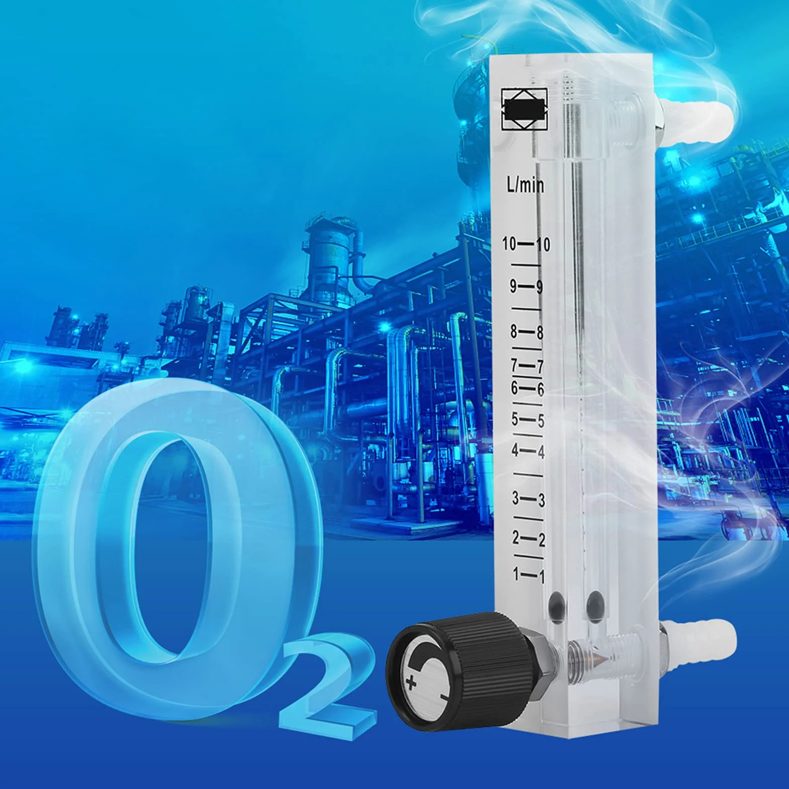 Flussimetro Gas 1-10LPM Valvola Controllo Flusso Scale Numerica Misuratore Flusso d'Aria Ossigeno 0~3LPPM 0.6Mpa 0-60°C
