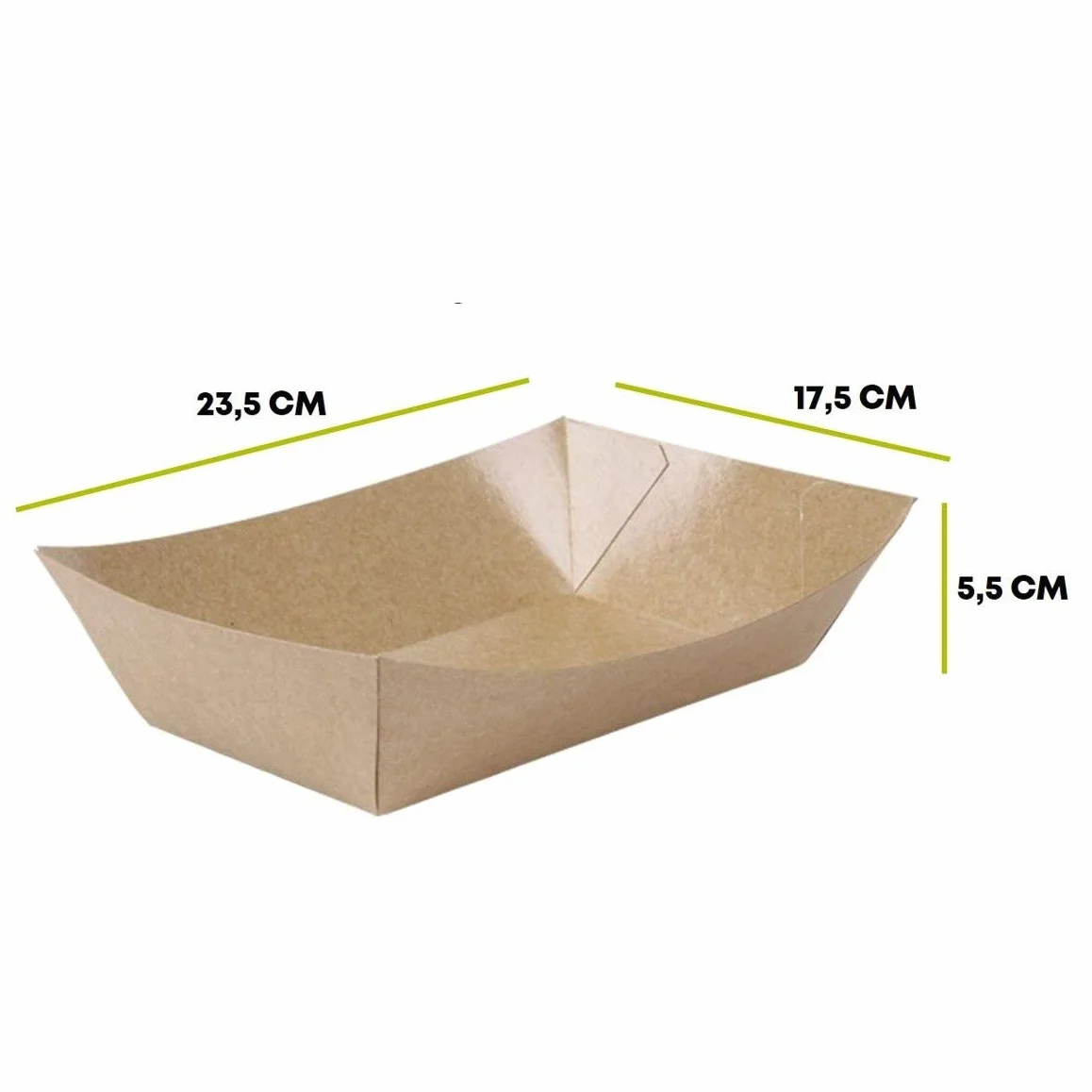 Vassoio Barchetta Antigrasso da Asporto 250 Pezzi 1000 ml Box Kraft Cartone Rivestimento PE