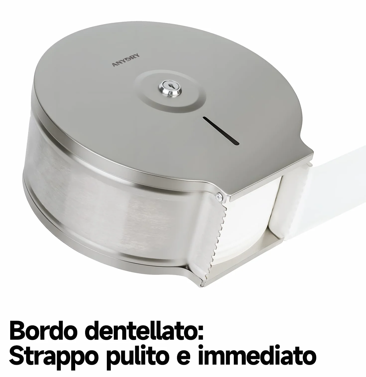AnyDry 5182 Distributore per asciugamani di carta in acciaio inox commerciale a torre manuale montaggio a parete