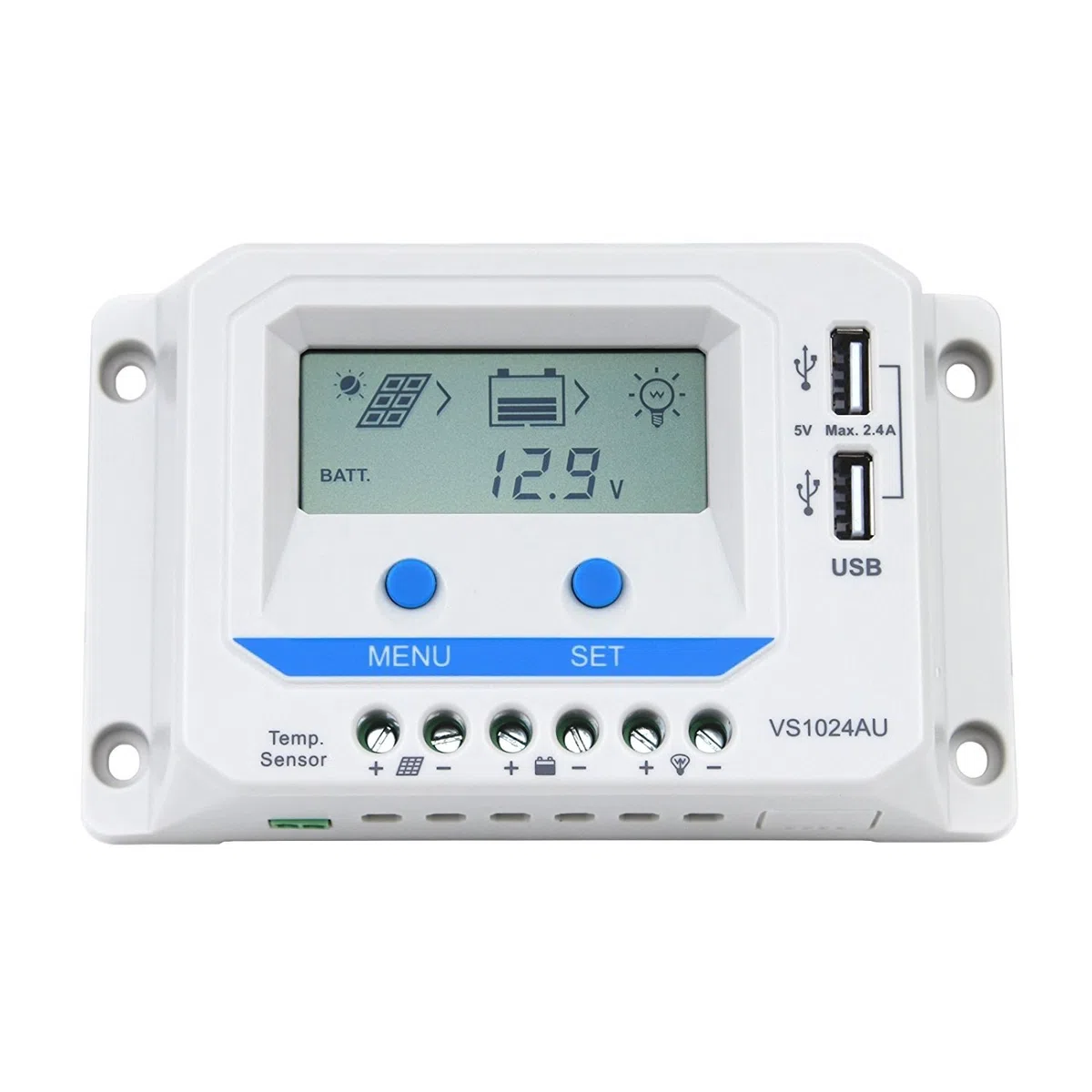 EPEVER VS1024AU EP Regolatore di carica solare PWM, VS AU Serie 10A, display LCD, riconoscimento automatico, 12 V/24 V