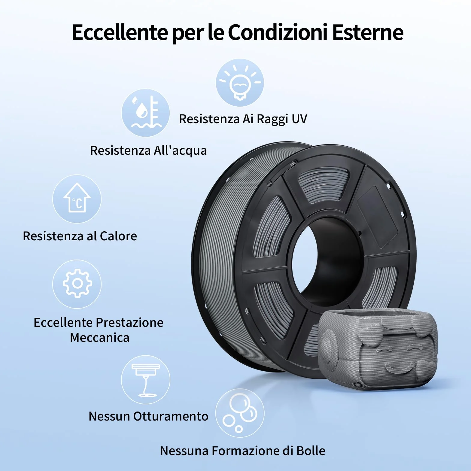 Anycubic Filament ASA 1,75mm 1kg Grigio per Stampante 3D Precisione Dimensionale +/- 0,02mm