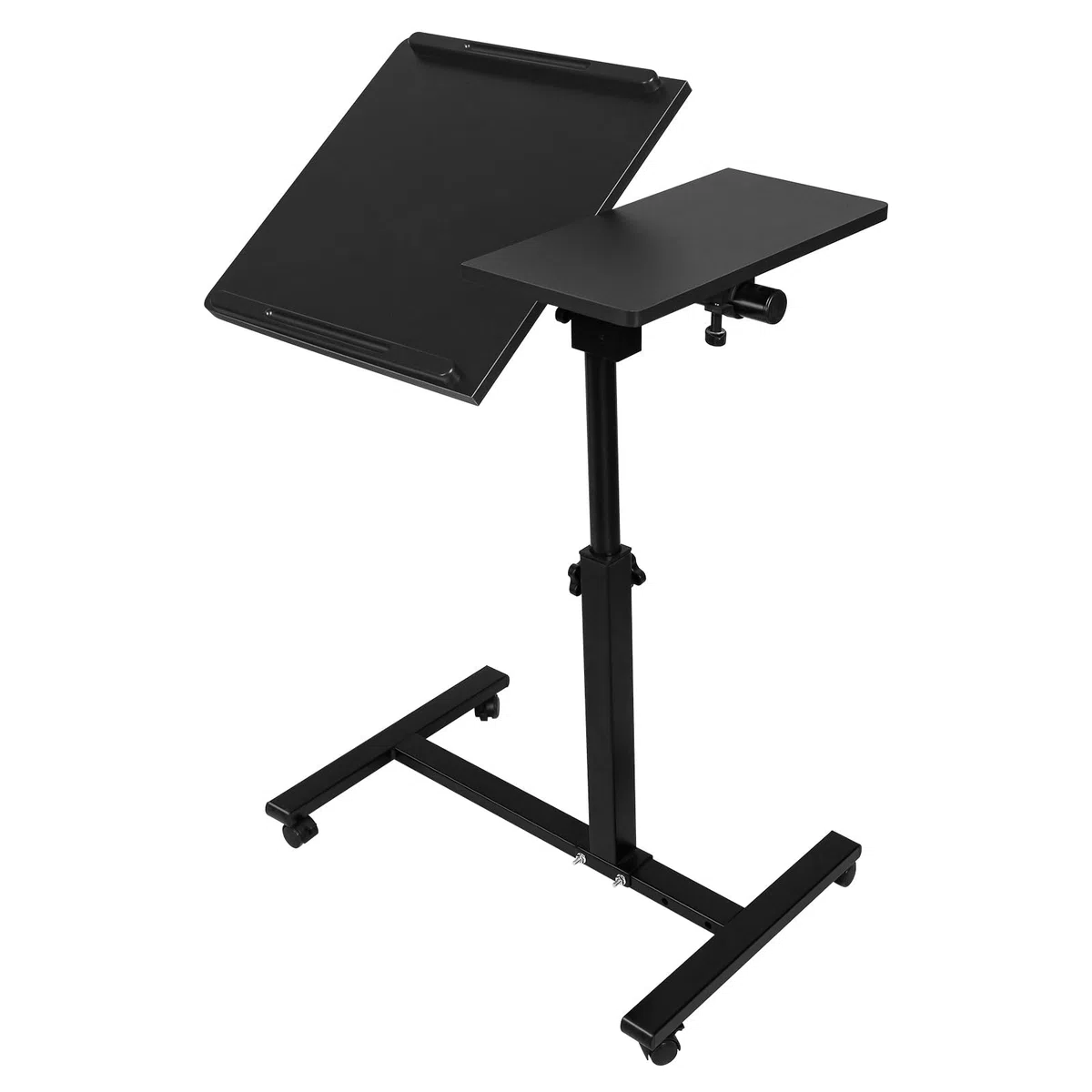 Tavolino Regolabile in Altezza con Ruote, Tavolo per Mangiare a Letto o Divano, Tavolo per Disabili, Tavolo da Pranzo per Letto Medico, Tablet da Letto Regolabile 70 * 44 * 95 cm (Nero)