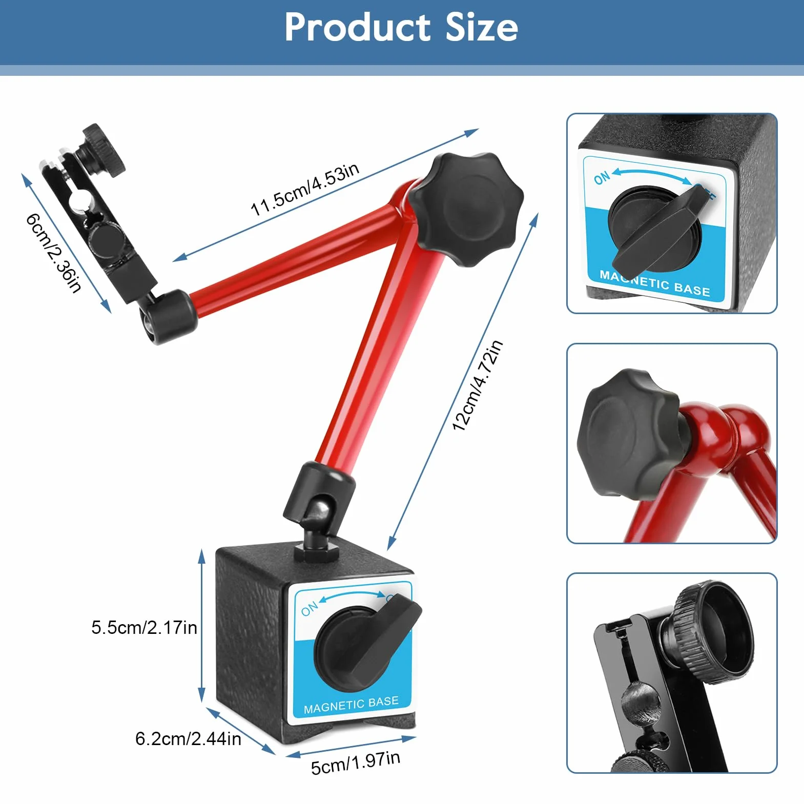 Supporto per Base Quadrante Universale, Supporto di Misurazione Magnetico, Base Magnetica Flessibile Supporto per Base Magnetica Universale Regolabile da 350 mm per Indicatore di Comparatore