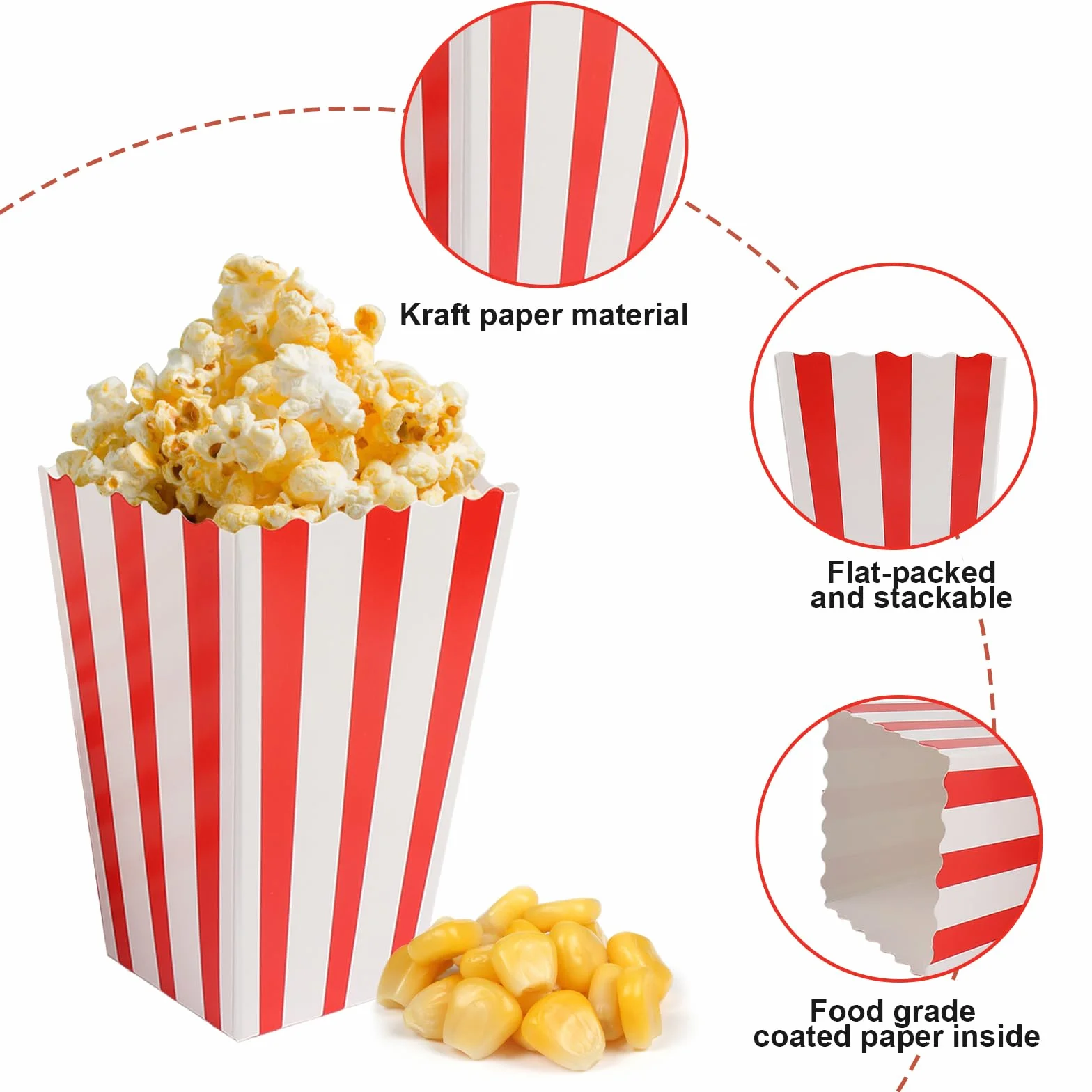 Sacchetti Popcorn Riutilizzabili: Scatole di Cartone per Festa Cinema, Natale, Compleanno
