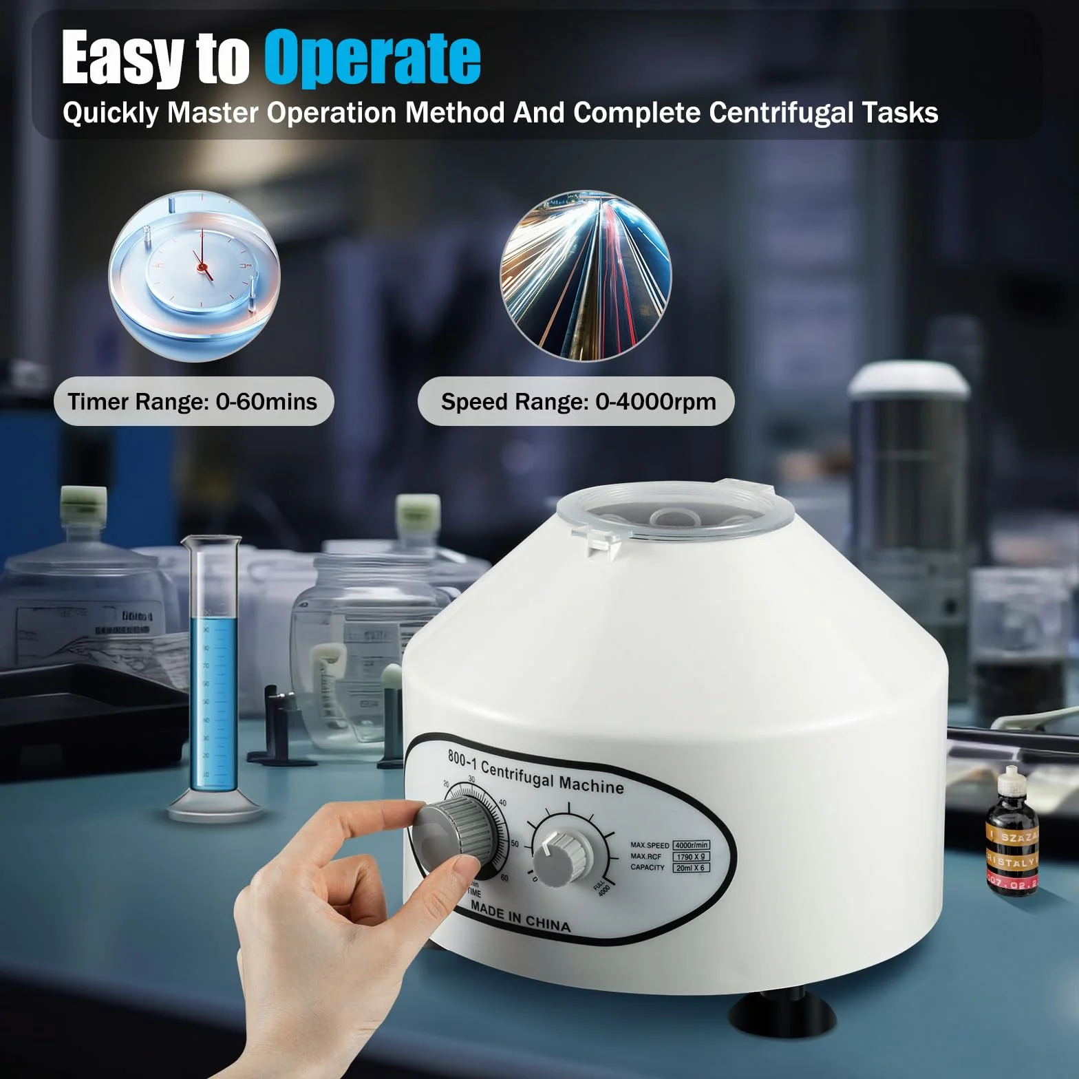 Centrifuga da laboratorio da 25 W, centrifuga elettrica da laboratorio, 6 x 20 ml, 4000 giri/min, piccola centrifuga da tavolo, per separazione del sangue, estrazione delle piante