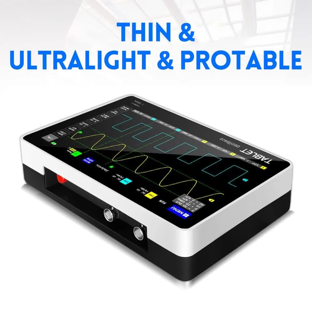 [FNRSI aggiornato 1013D Plus 100X Sonda] Oscilloscopio Tablet Digitale Portatile Oscilloscopio con 2 Canali 100Mhz Larghezza di banda 1GSa/s Frequenza di campionamento 7" TFT LCD Touch Screen 100X
