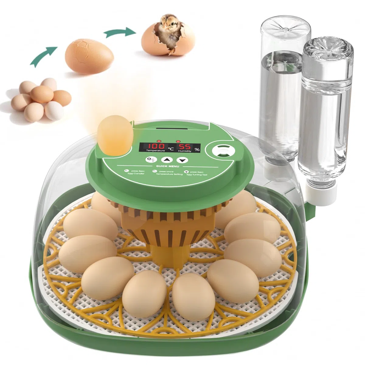 Incubatrice per Uova Automatica, Diealles Shine Incubatrice per Uova 12 con Tornitura Automatica delle Uova e Umidificazione Automatica, Incubators con Controllo della Temperatura