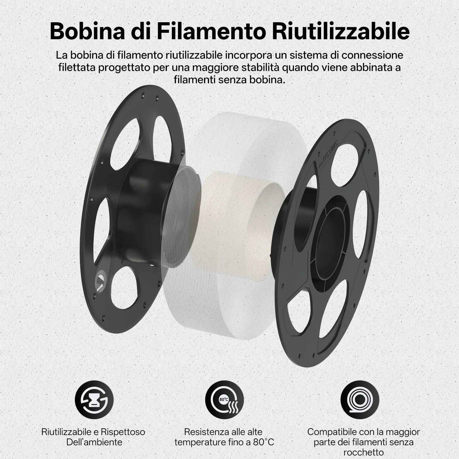 ANYCUBIC PLA Marble Filament 1,75 mm 1KG Bianco Marmo per Stampanti 3D
