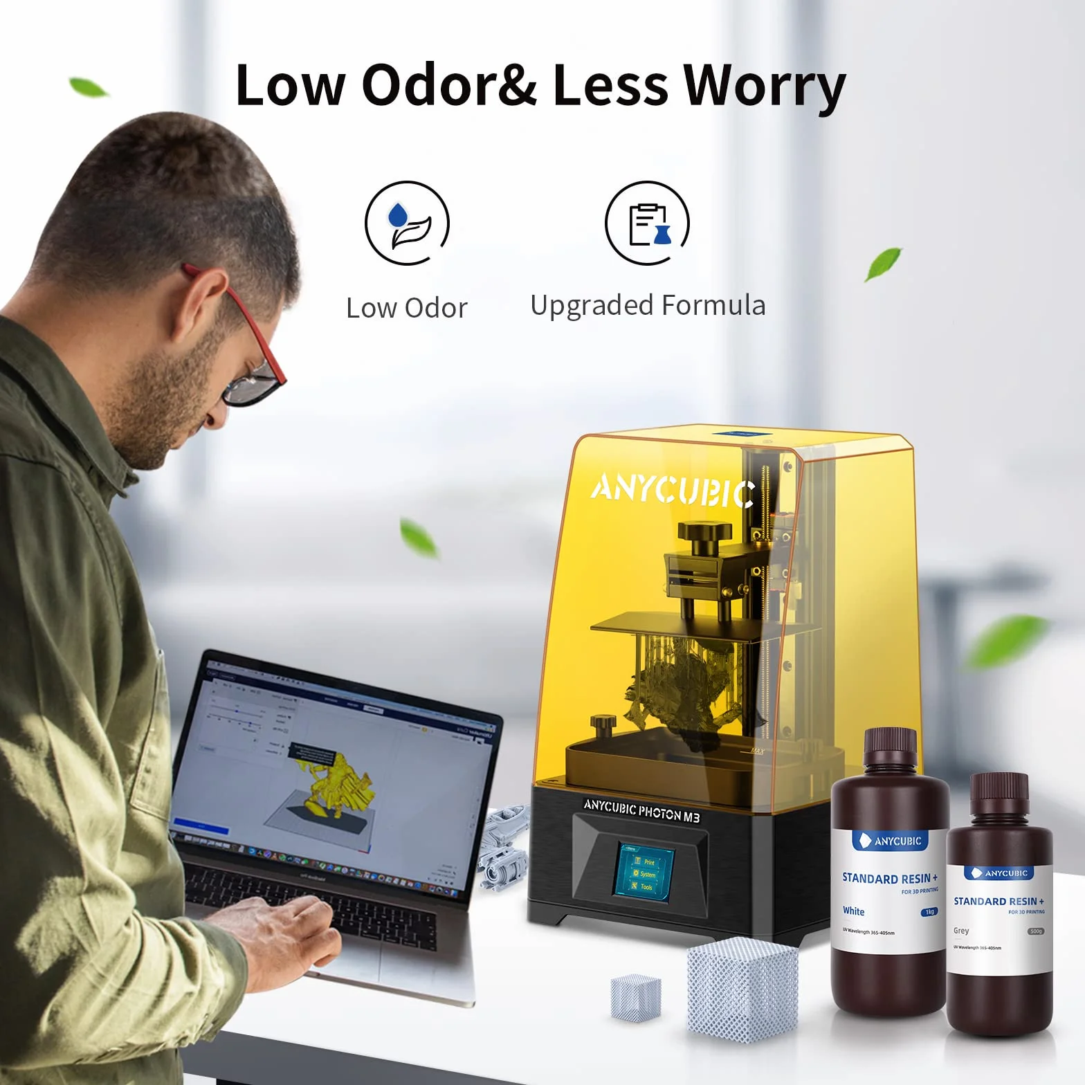 ANYCUBIC Resina Standard Plus 1kg per Stampante 3D, Resina a Polimerizzazione UV Rapida SLA 405nm, Alta Precisione e Fotopolimero Rapido per Stampa 3D LCD/DLP/SLA (Traslucido)