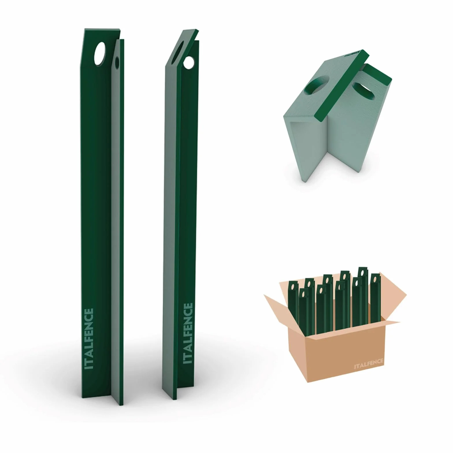 Italfence - Saetta a L in ferro plastificata per recinzione verde (Tutte le misure) [H 200cm, 10 pezzi]