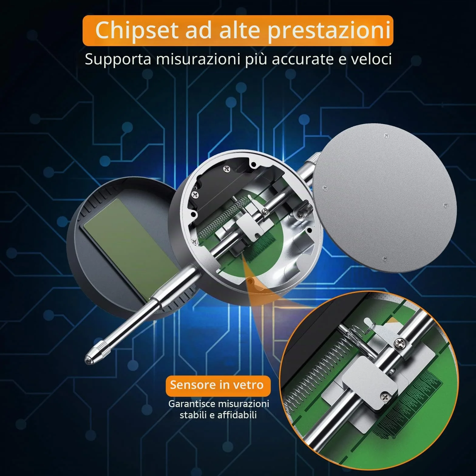 Neoteck DTI LCD Comparatore Centesimale Digitale 0.01/0.0005'' Indicatore Digitale Calibro di Precisione 0-25.4mm/1'' Comparatore Elettronico Pollice/Metrica Professionale