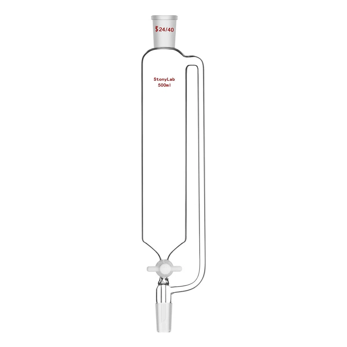 stonylab Imbuto di Pressione Equalizzante, Pressione di Erogazione Imbuto in Vetro Lab Borosilicato Equal Press Funnel con Tappo di Arresto in PTFE per Laboratorio (500ml, 24/40 Joint)