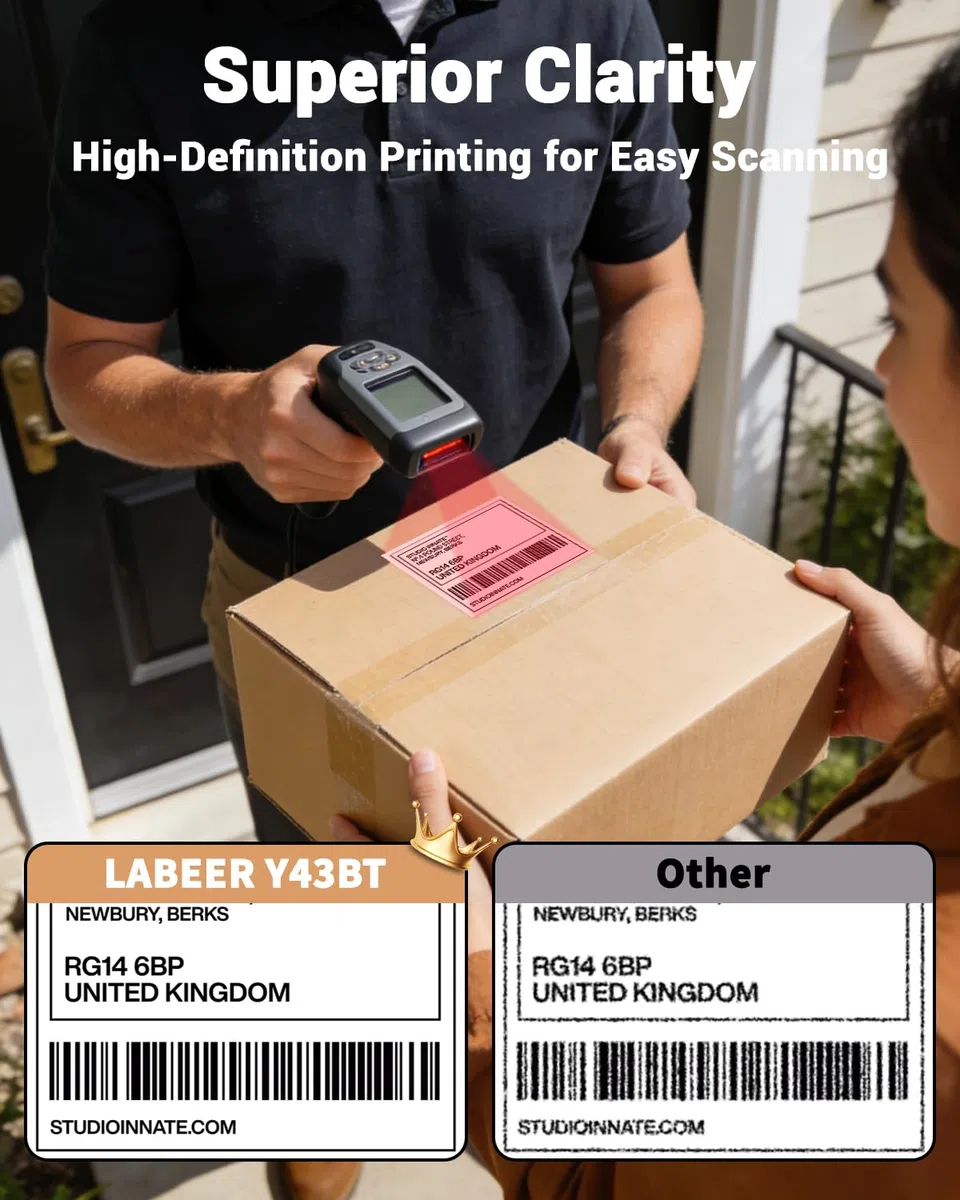 Labeer Stampante termica per etichette Bluetooth, stampante per etichette di spedizione 4x6 per spedizioni, ufficio o casa per piccole imprese, compatibile con telefono, pad e PC, supporta ups/Shopify