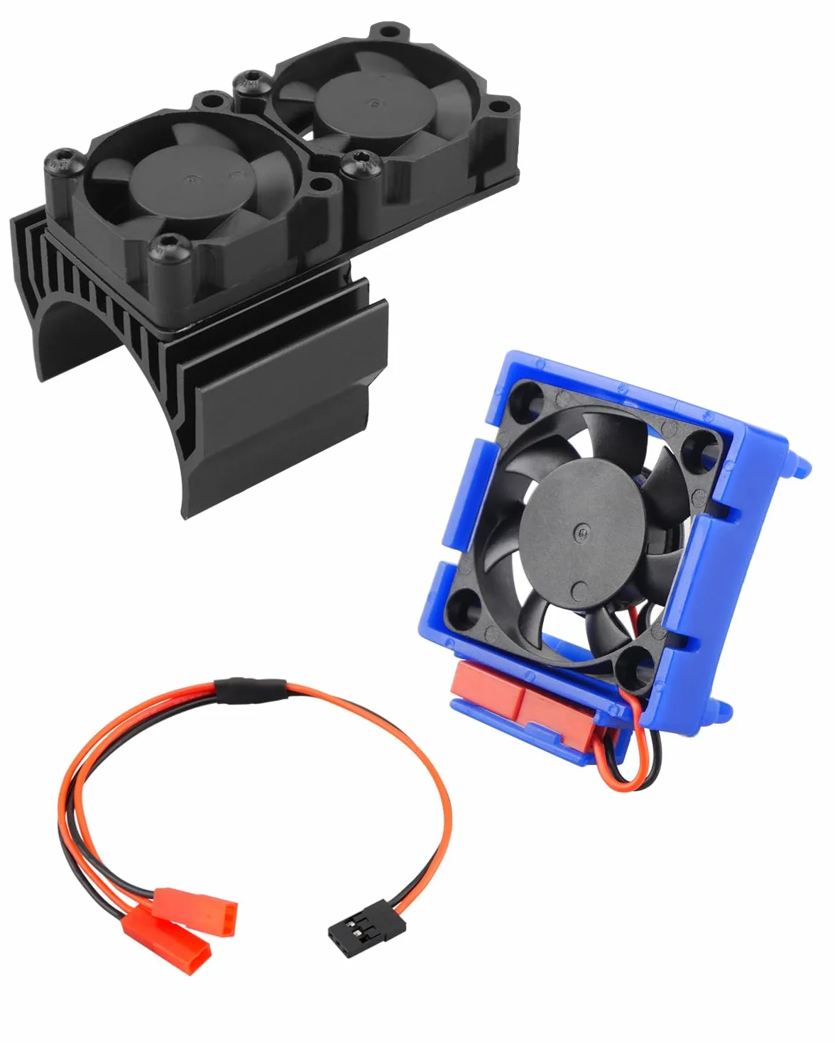 Ventola di raffreddamento VXL-3s ESC e doppia ventola motore, adatta per Traxxas Slash 4 × 4 VXL/Rustler 4X4 VXL/Stampede 4X4 VXL/Hoss 4 × 4 VXL/Velineon VXL 3s, nero