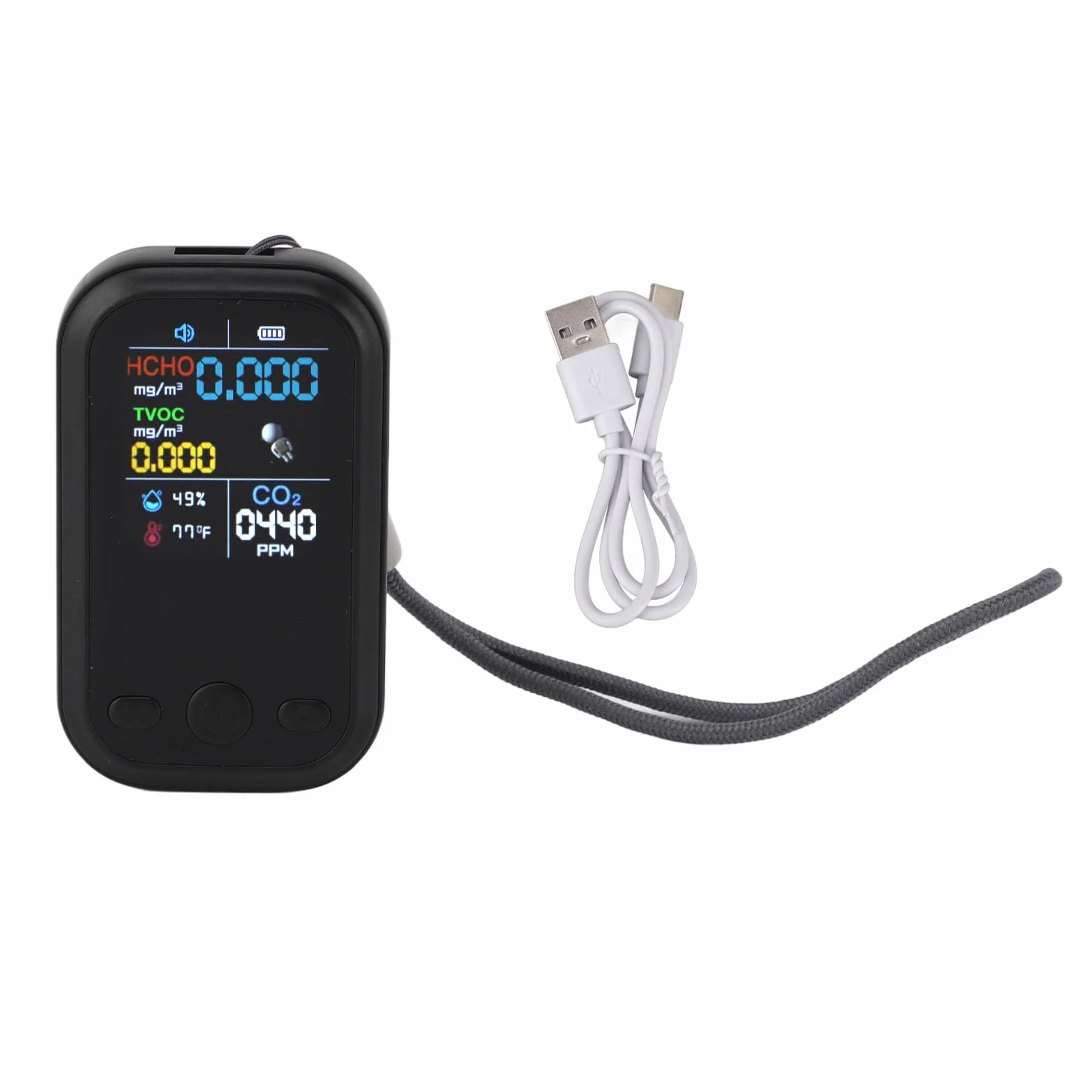 Kit per il Test 'aria Domestica, Monitor della qualità 'aria Compatto e Accurato per Prodotti Domestici per Interni (BLACK)