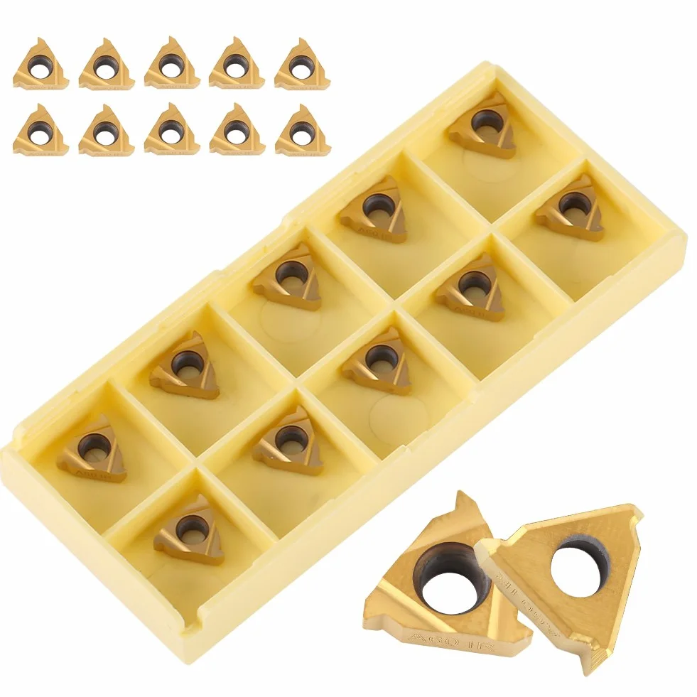 10Pcs Inserti in Metallo Duro per Tornio CNC, 11IR A60 Utensili per Tornio con Scatola, Compatibili con Acciaio Inox e Acciaio
