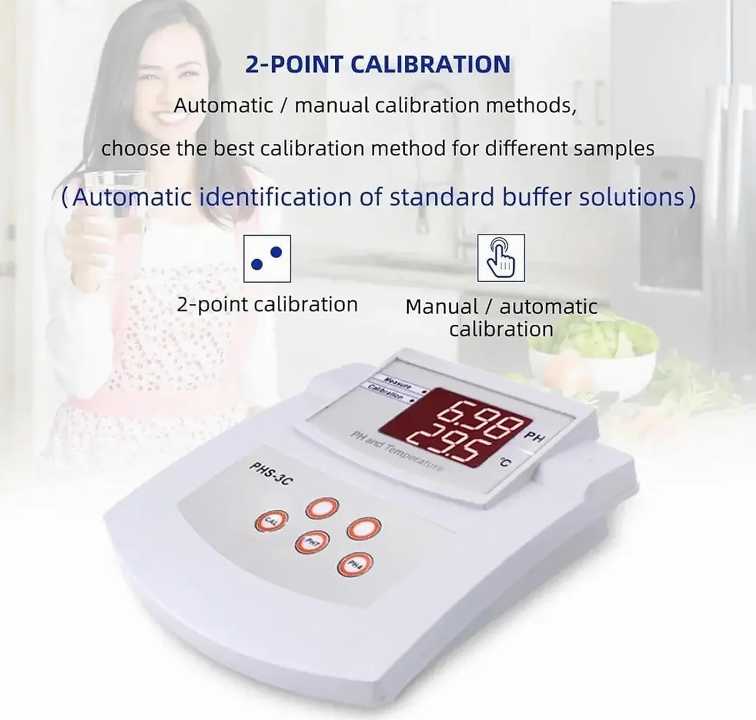Misuratore Di Acidità Da Tavolo Con Calibrazione Automatica, A 2 Punti, PHmetro Laboratorio, Precisione ±0,01 PH E Elettrodi Per PH/temperatura