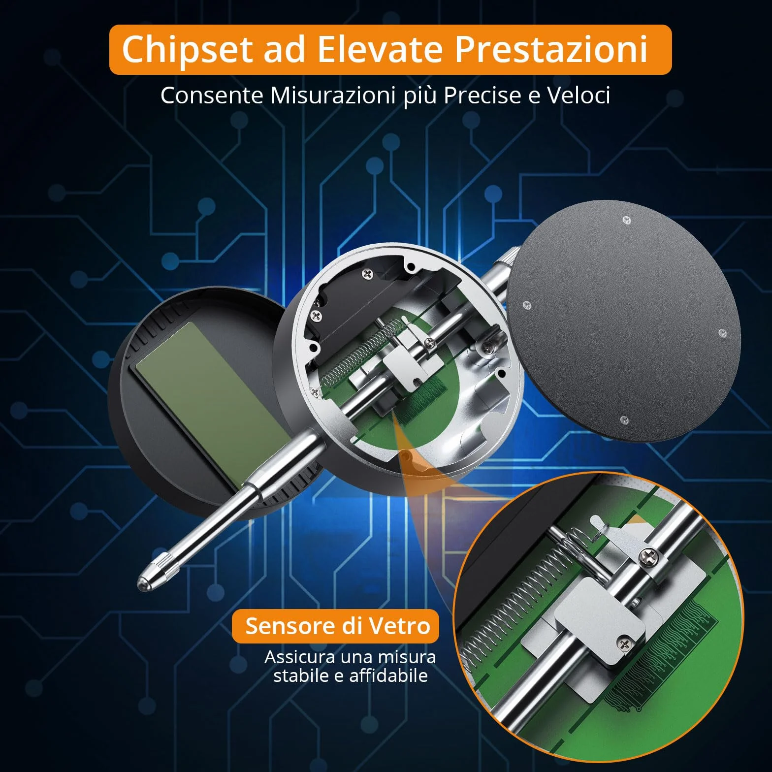 Neoteck DTI LCD Compratore Centesimale Digitale 0.01/0.0005'' Indicatore Digitale Calibro di Precisione 0-25.4mm/1'' Comparatore Elettronico Pollice/Metrica Professionale con Coperchio Posteriore