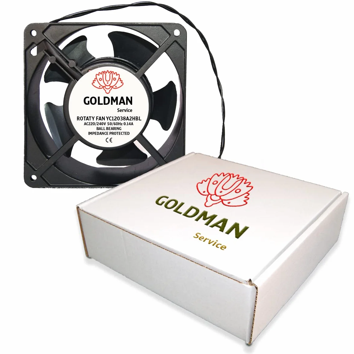 GOLDMAN SERVICE | Ventola di raffreddamento assiale 120 x 120 x 38 mm, Per il raffreddamento di macchine e la circolazione dell'aria (23W)