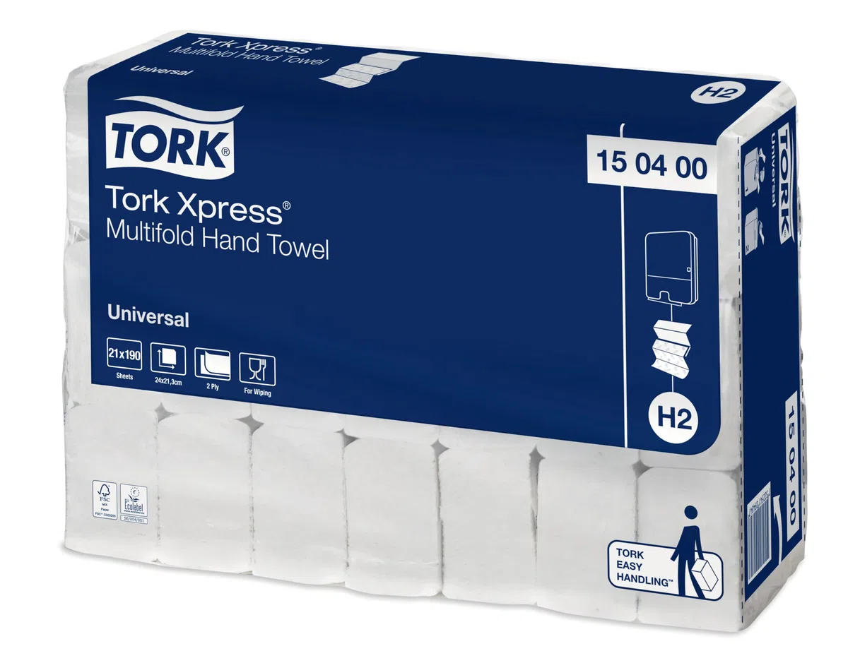 Tork 150400 Xpress Asciugamani Piegati a Z Multifold, 2 Veli, Bianco, 24X21,3 cm, 3990 Pezzi