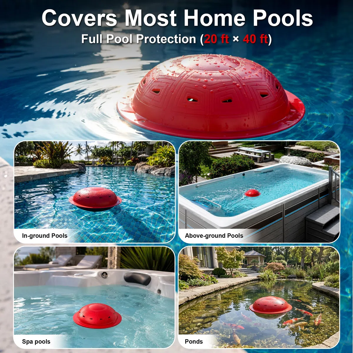 Allarme per piscina, allarme di sicurezza per piscine interrate e fuori terra, sensibilità regolabile, allarme 85 dB+, protezione per bambini e animali domestici (rosso)