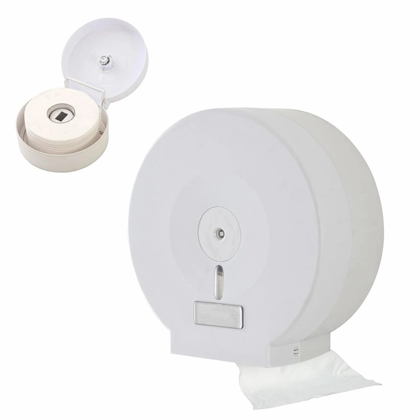 Avilia Distributore Rotolo Carta Igienica Chiuso Finestra Trasparente Plastica Bianca 12.5x27.5x27cm