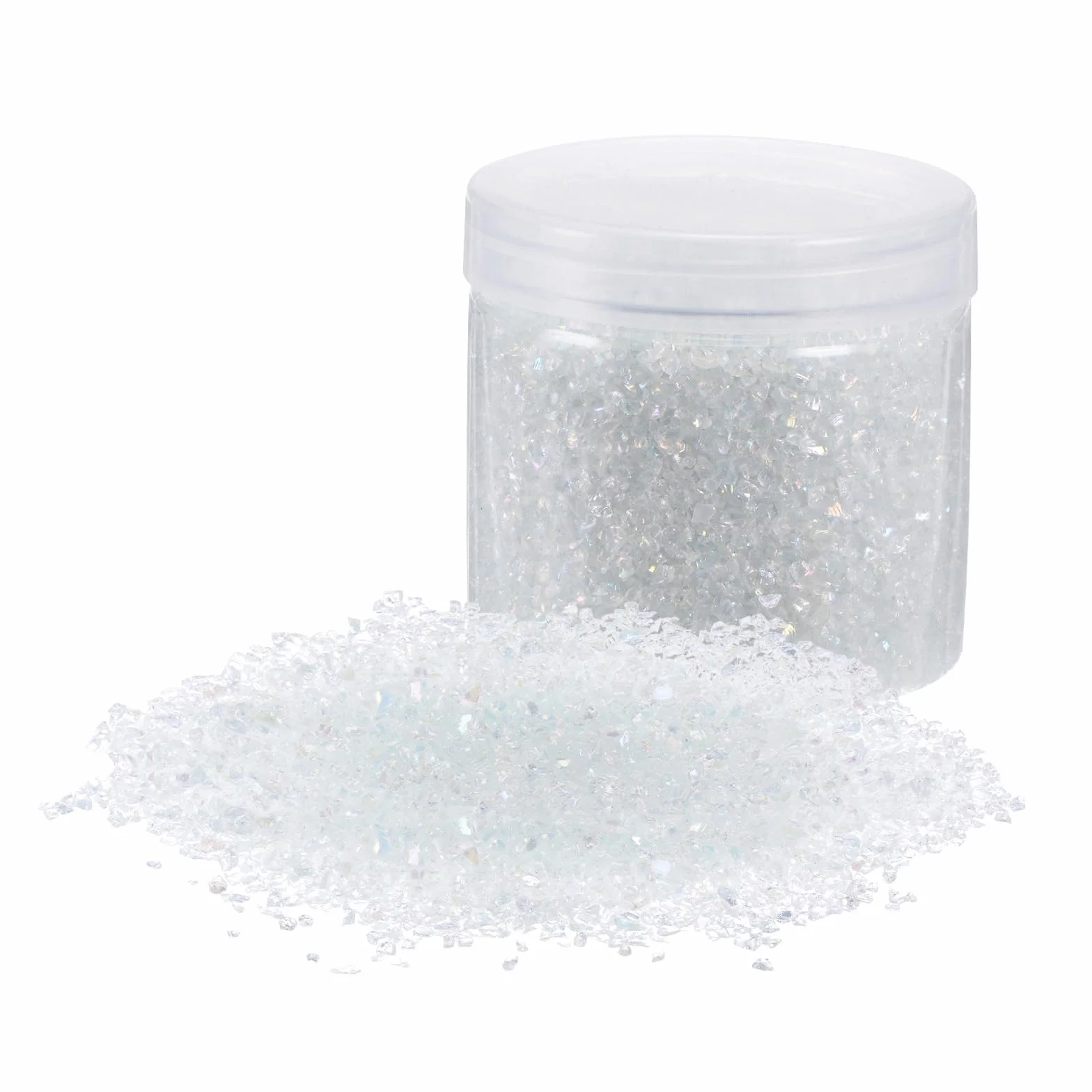 QUARKZMAN 305g Vetro Tritato 3-6mm Luccicante Elettroplaccato Schegge di Vetro Irregolari per Artigianato Decorazione Arte Resina Riempitivo per Vasi, Bianco