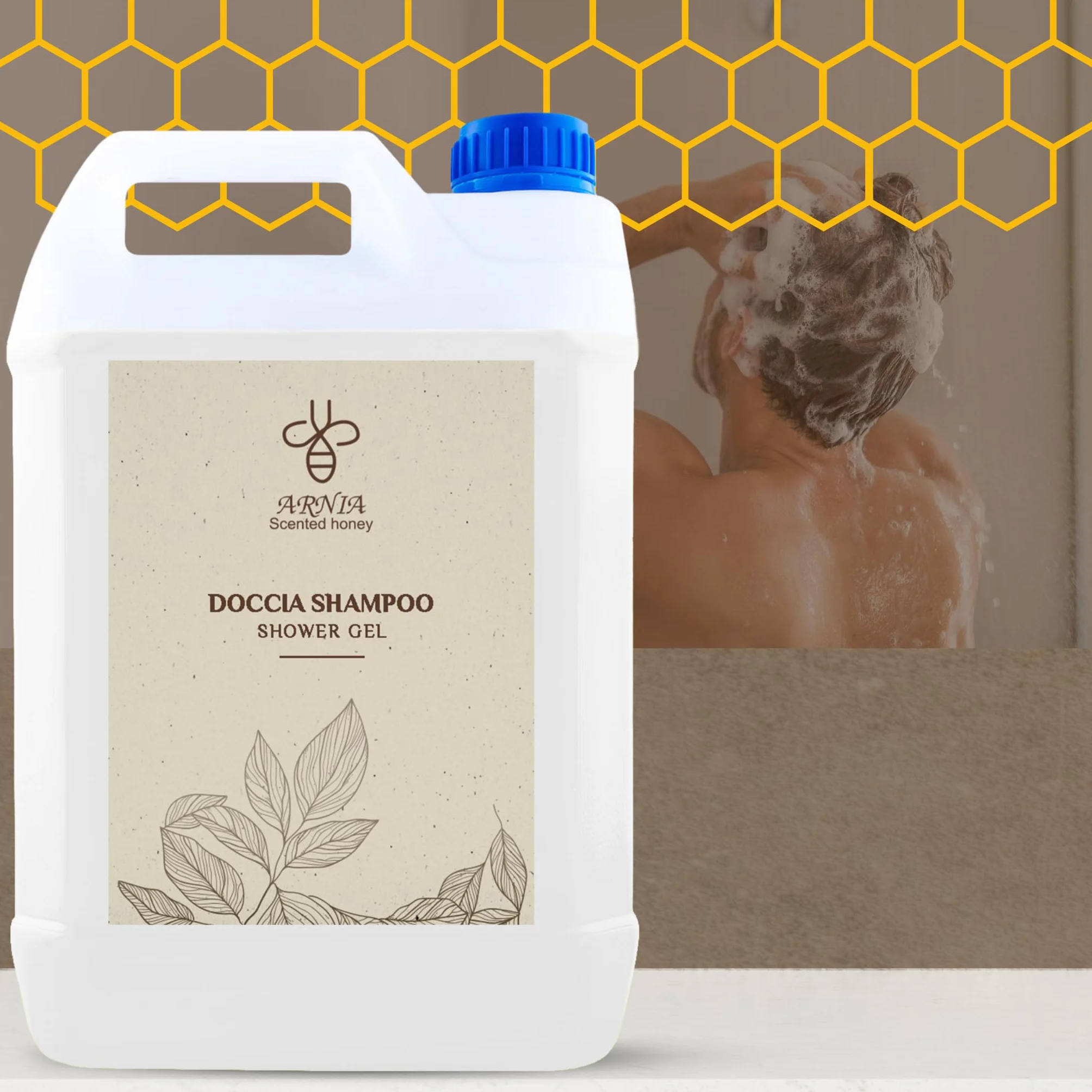 Kit Cortesia B&B Bagno Albergo Hotel Doccia Shampoo Tanica 5 Litri Fragranza al Miele (Doccia Shampoo - Tanica 5L)