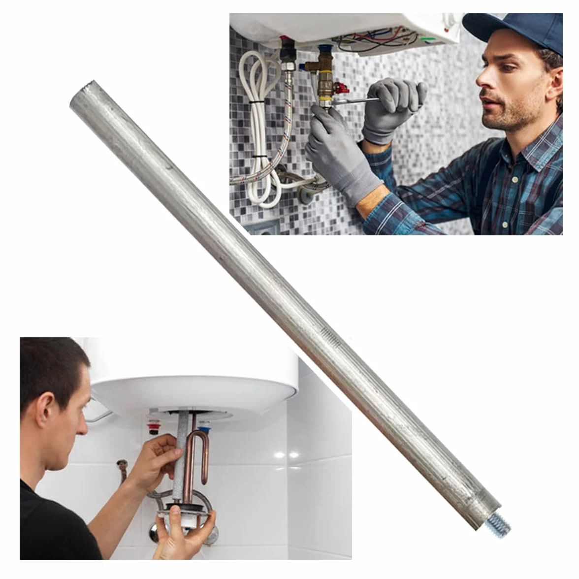 GOLDMAN SERVICE | 2 Anodi di magnesio 22x350mm per scaldabagno elettrico + Adattatore filettature M8 a M6. Anodo sacrificale per riscaldatore compatibile e valido per i principali marchi (2)