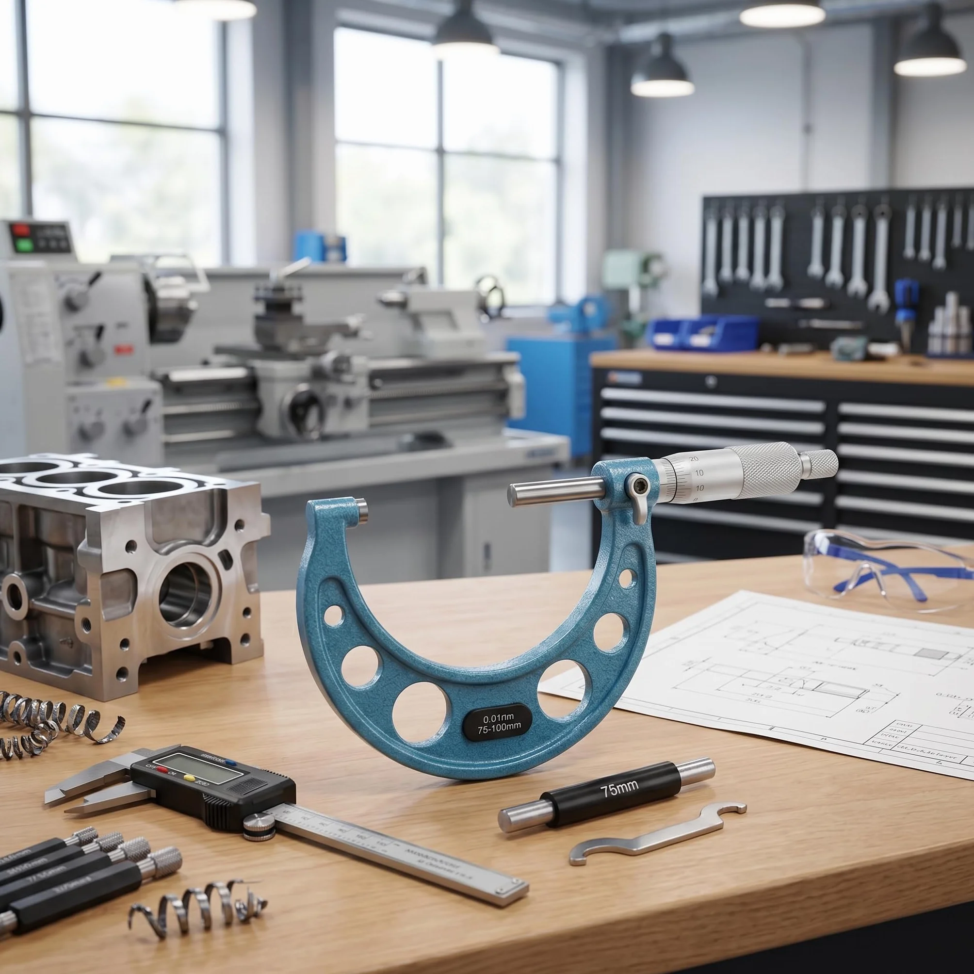 Estink Micrometro Esterno 75-100 mm 0,01 mm Acciaio Inox