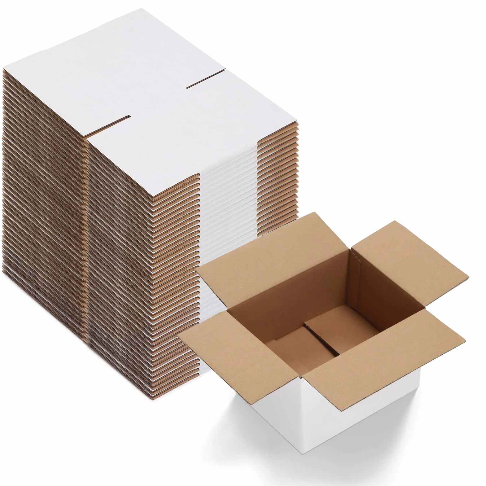 EYMPEU Scatola di Cartone 20.3x15.2x15.2cm per Spedizione, Bianca Set di 40