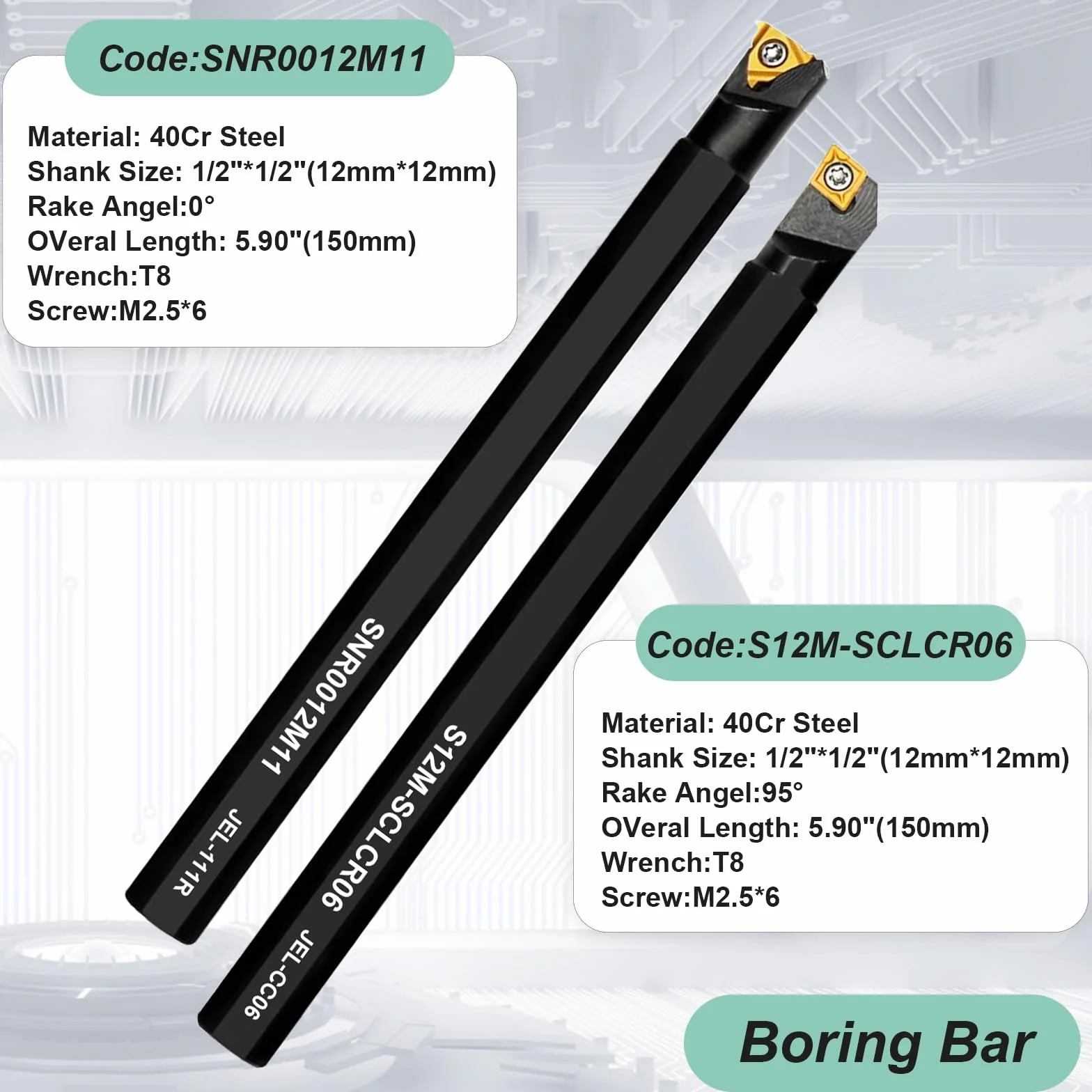 28 Pezzi Utensili Tornio per Metallo 12mm Multifunzione Duro Inserti Titolari Bar Alesatore con Chiavi per Supporto dell'Utensile con Inserti in Carburo Lama (7+2)