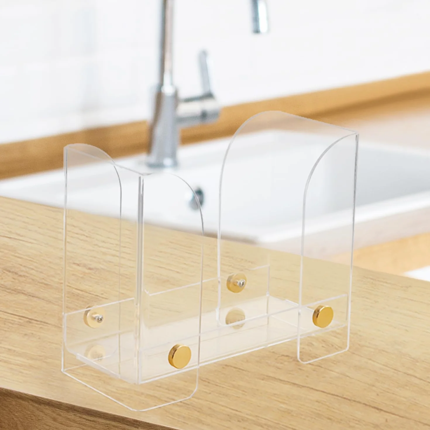 QWORK Porta Asciugamani di Carta Acrilica Trasparente per Cucina Bagno