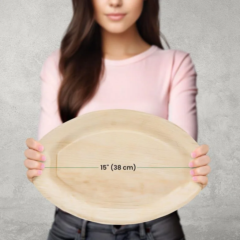 ECO Leaf 10 piatti da portata usa e getta in foglia di palma ovale 38x25 cm vassoi per alimenti caldi