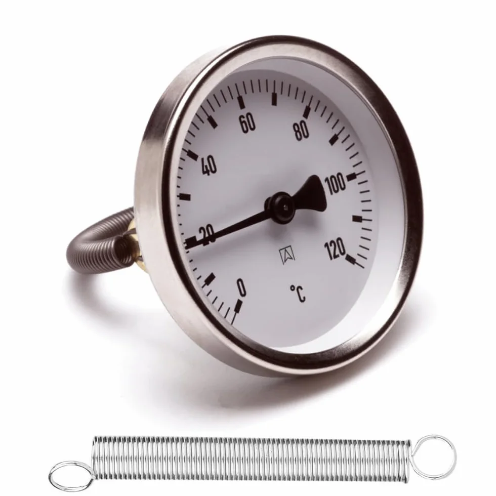 Termometro bimetallico a contatto per Tubi con clip Molla Bimetallica Acciaio Inossidabile, cassa diametro 63 mm scala 0-120 °C