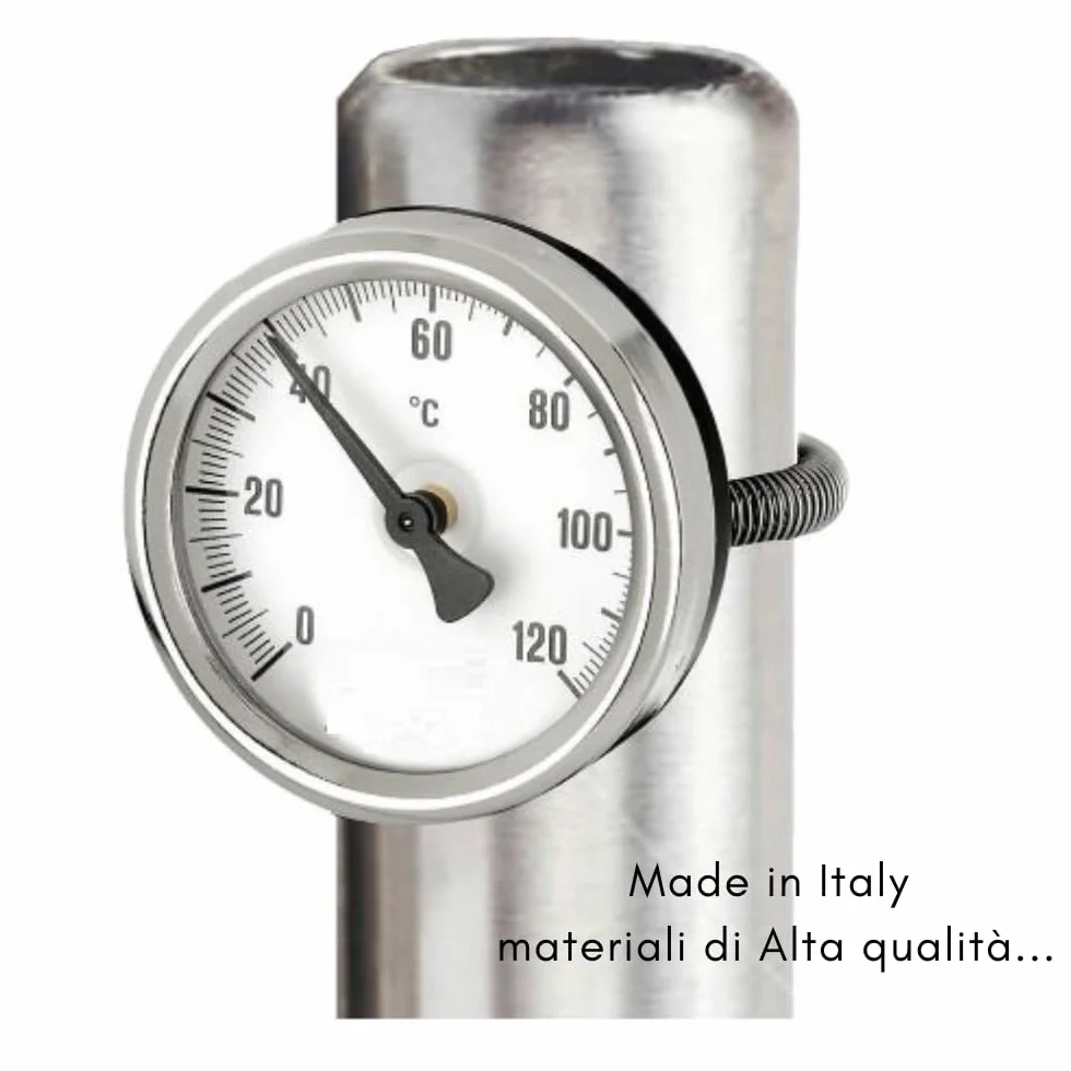 Termometro bimetallico a contatto per Tubi con clip Molla Bimetallica Acciaio Inossidabile, cassa diametro 63 mm scala 0-120 °C