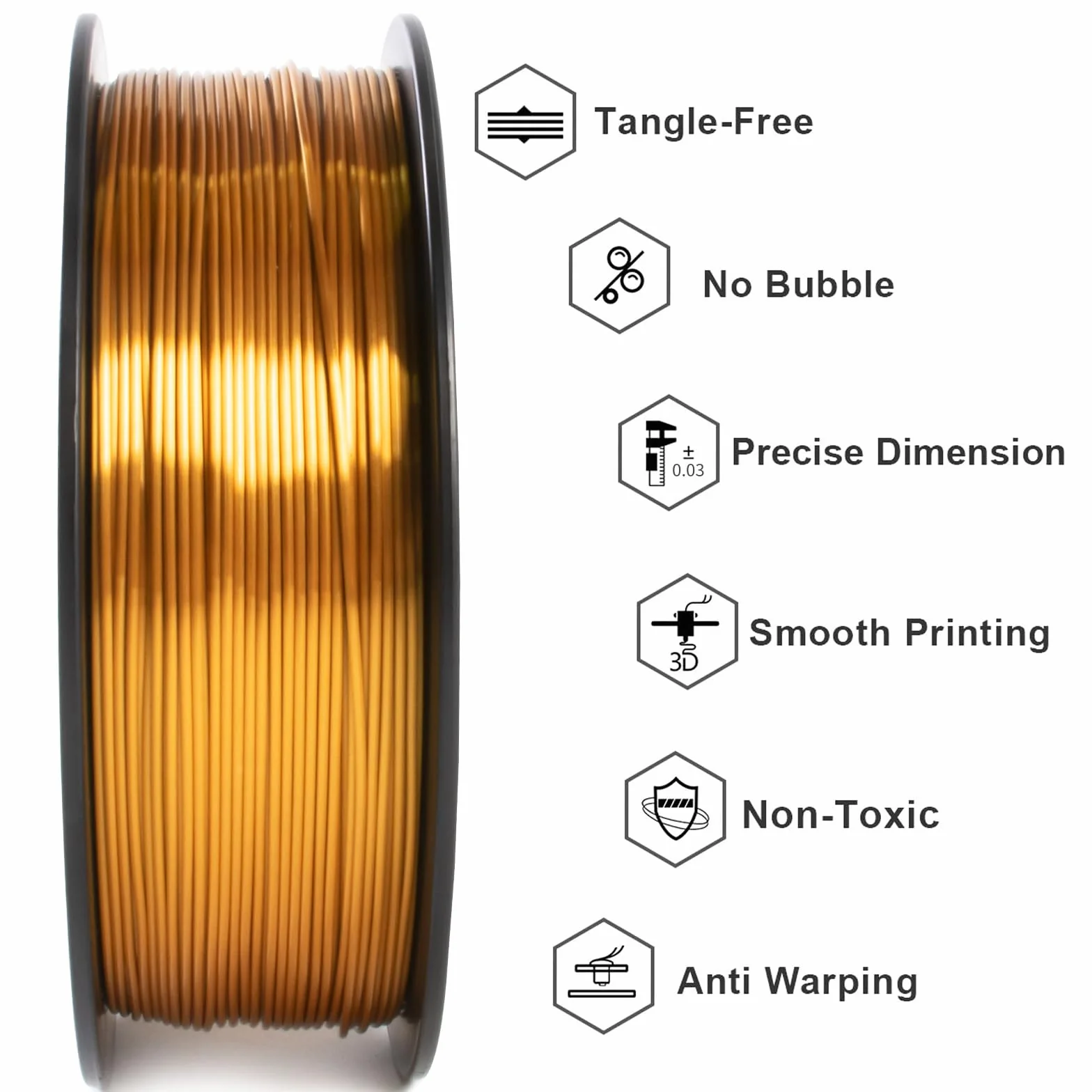 GEEETECH Filamento PLA 1.75 mm Silk Gold 1kg Spool