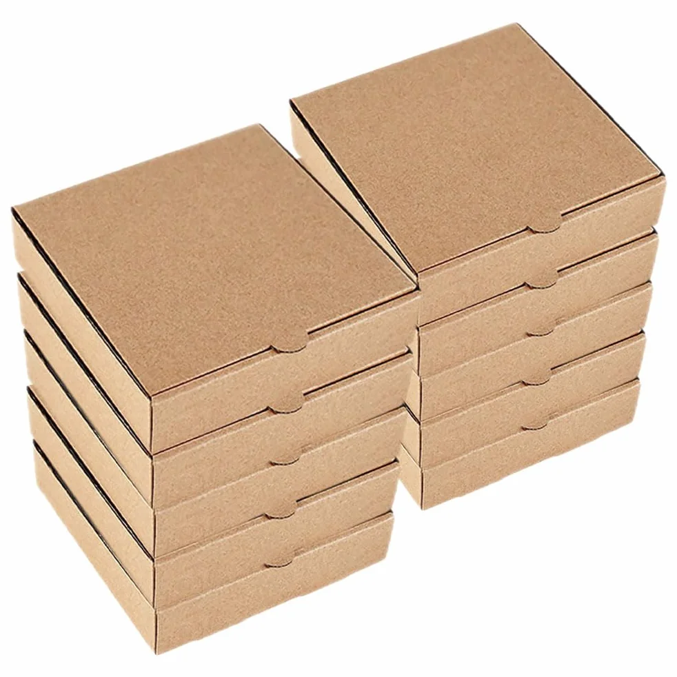Holibanna 10 mini scatole per pizza in carta kraft, confezione quadrata per biscotti, regali feste