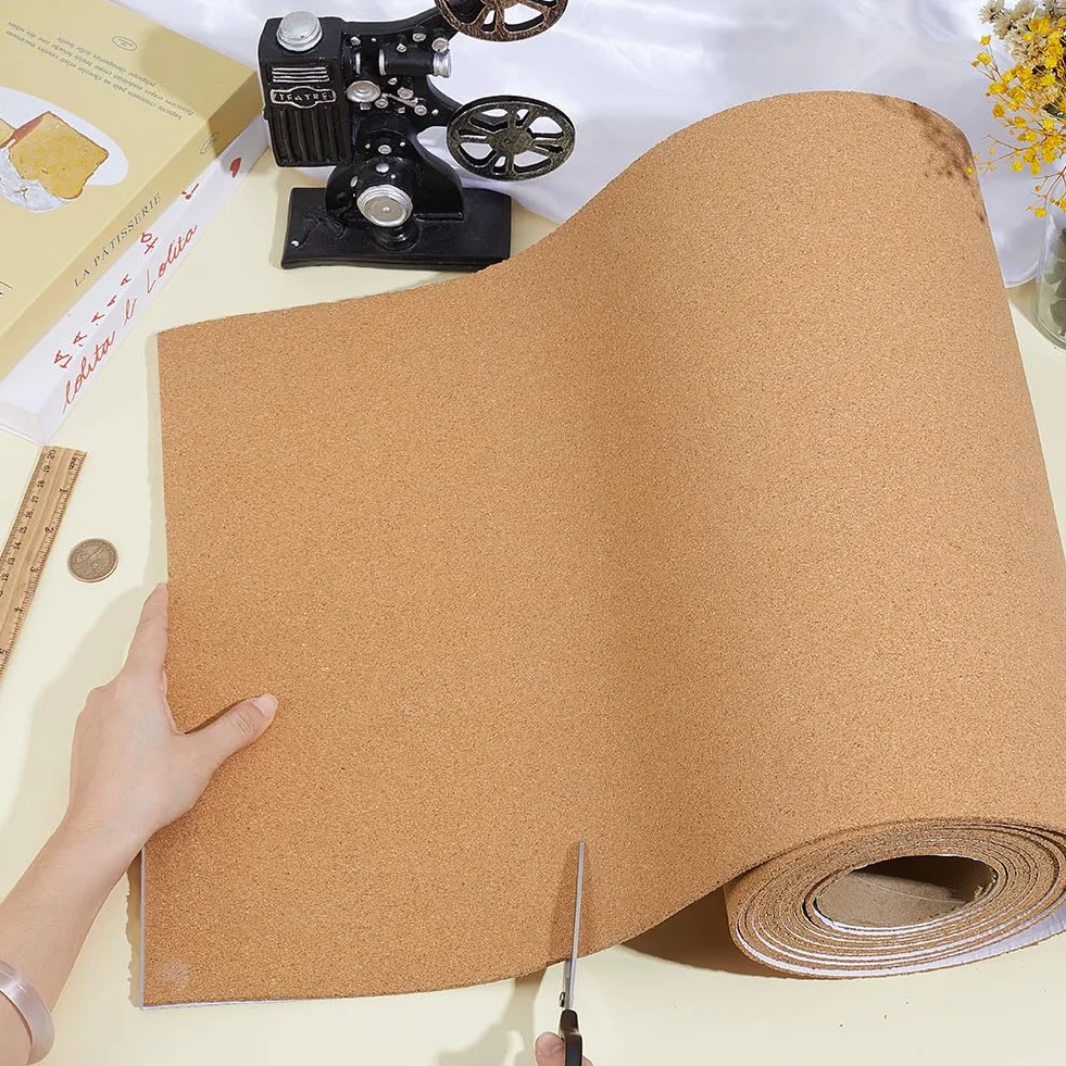 BENECREAT Sughero Autoadesivo 3m x 40cm x 3.5mm, Bacheche In Sughero Naturale, Piastrelle Adesive