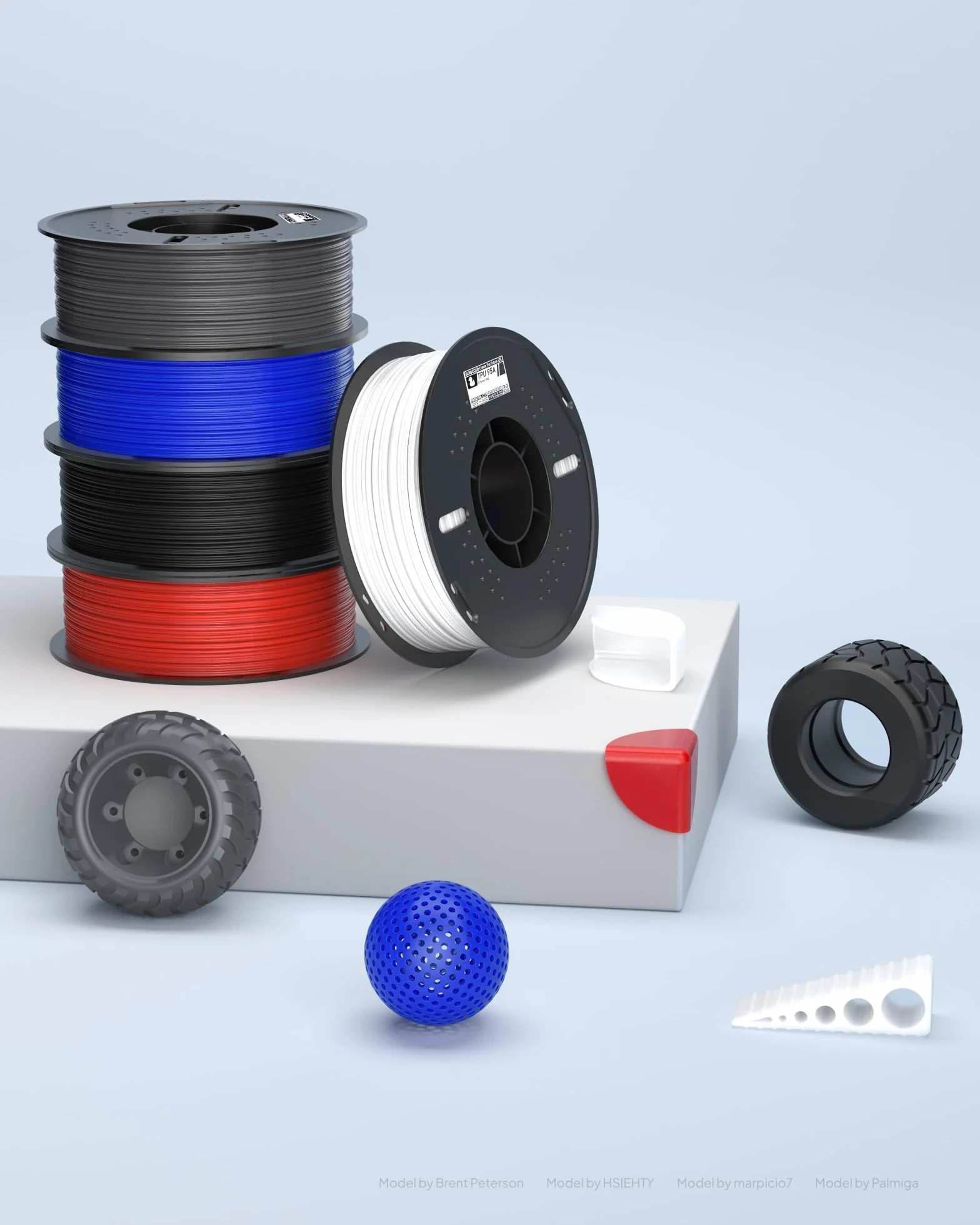 ELEGOO TPU 95A Filamento 1,75 mm Nero 1KG per Stampanti 3D FDM