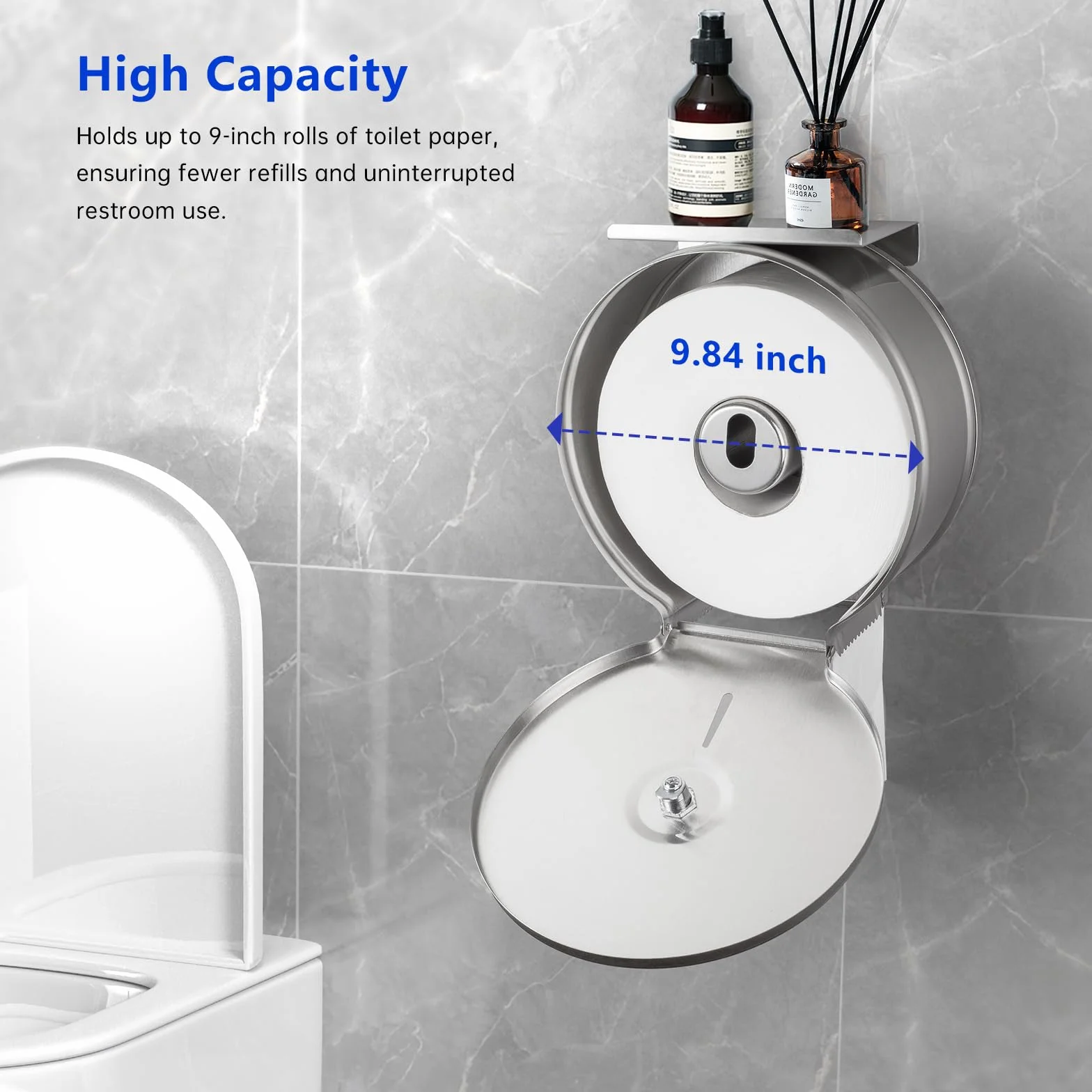 Gorlary commercial jumbo toilet paper dispenser stainless steel wall mount contactless silver