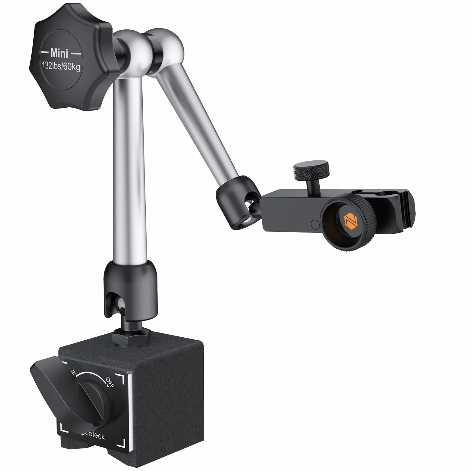 Neoteck Base Magnetica per Comparator 132lbs/60 kg con 8mm Foro per Indicator Magnetico Base Supporto Del Basamento 3 Braccio Regolabili con ON/OFF Interruttore per Indicatore di Comparatore